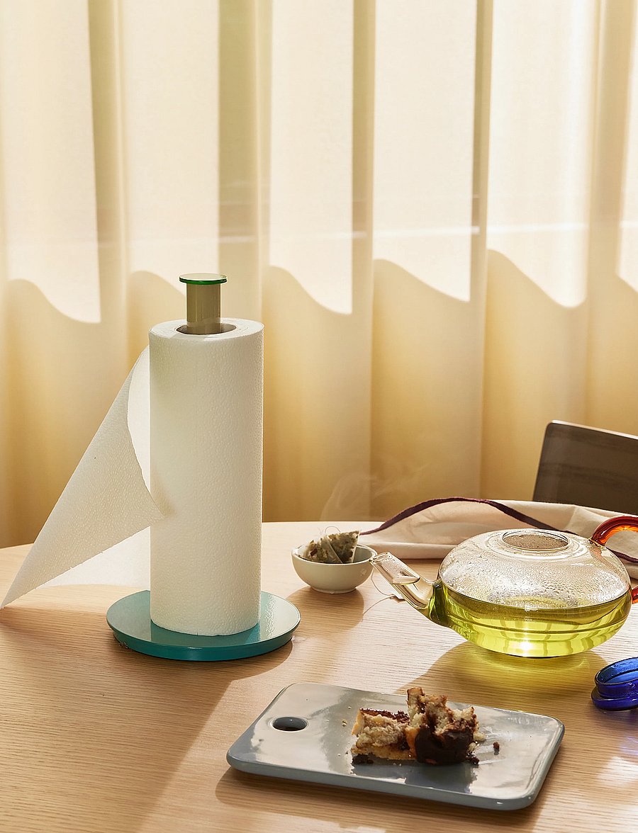 Hübsch - Play Kitchen Roll Holder - küchenrollenhalter - blue,green,grey - 0