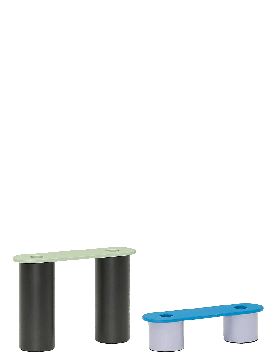 Hübsch - Modu Candleholders Multicolour (set of 2) - kerzenständer - blue,brown,green,purple - 1