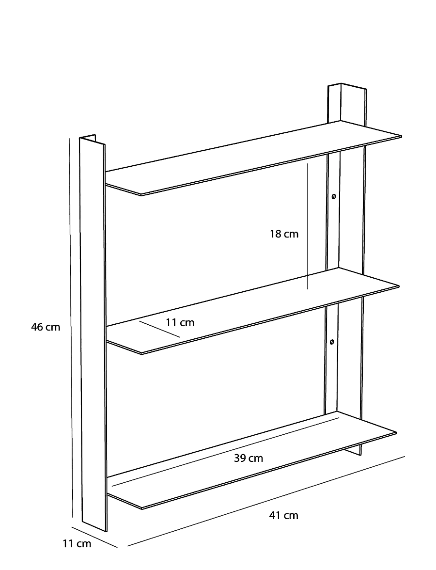 Hübsch - Acier Shelf Small Nickel - regale und verwahrung - brushed nickel - 3