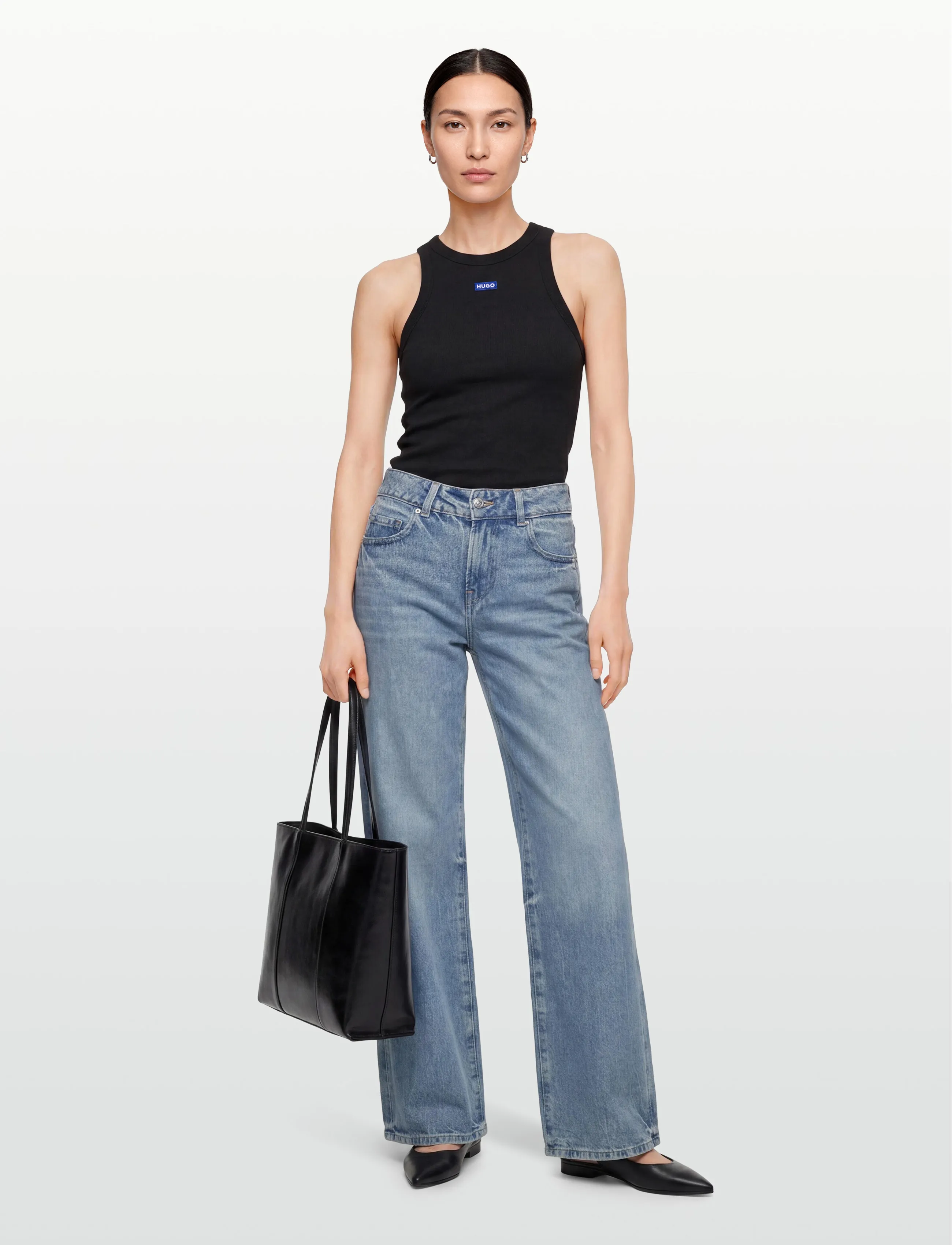 HUGO BLUE Easy Tank_B, S, Black, T-Shirts & Toppe > Uden Ærmer, Dame