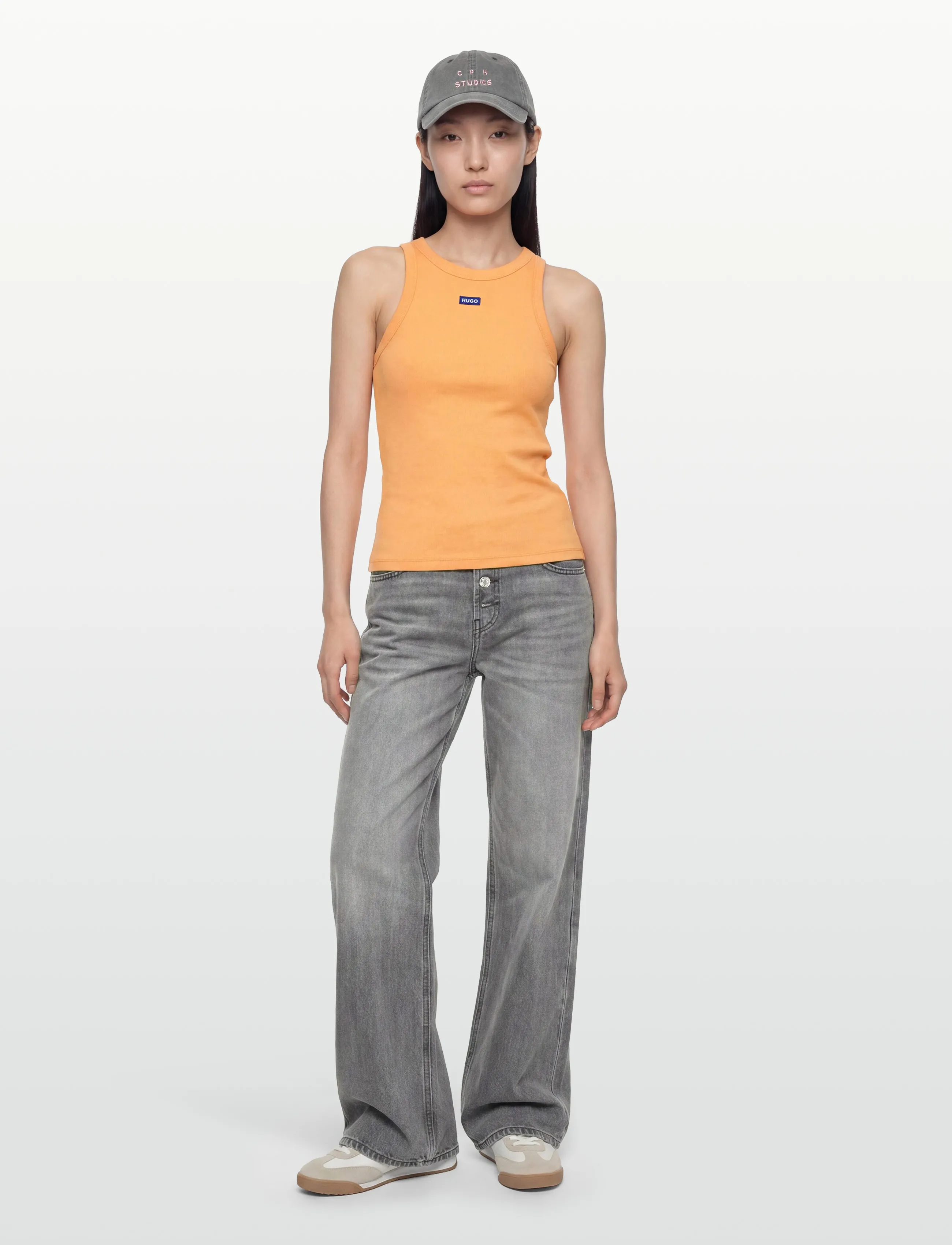 HUGO BLUE Easy Tank_B, L, Orange, T-Shirts & Toppe > Uden Ærmer, Dame
