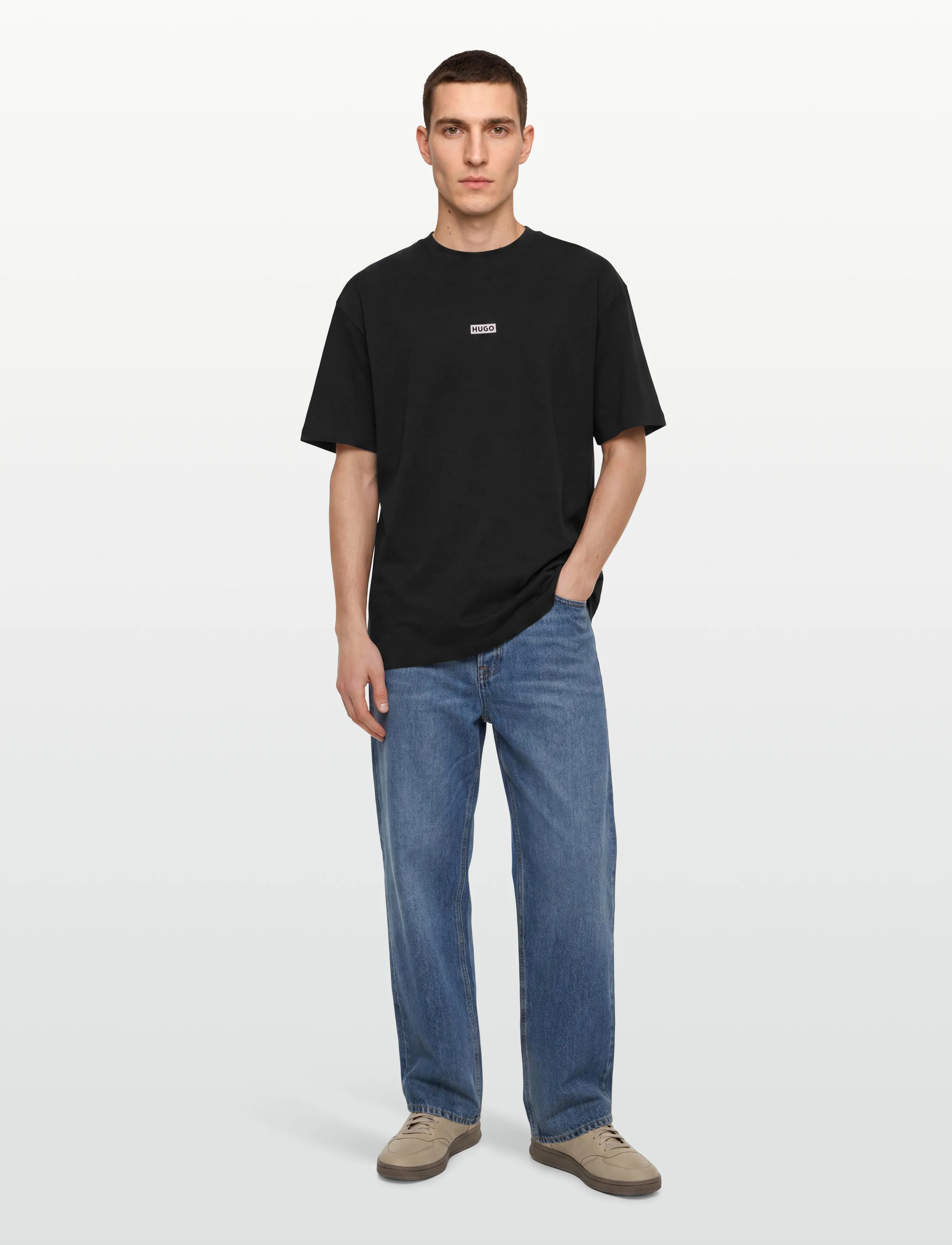 HUGO BLUE Nalono, XXL, Black, T-Shirts > Kortærmede, Herre