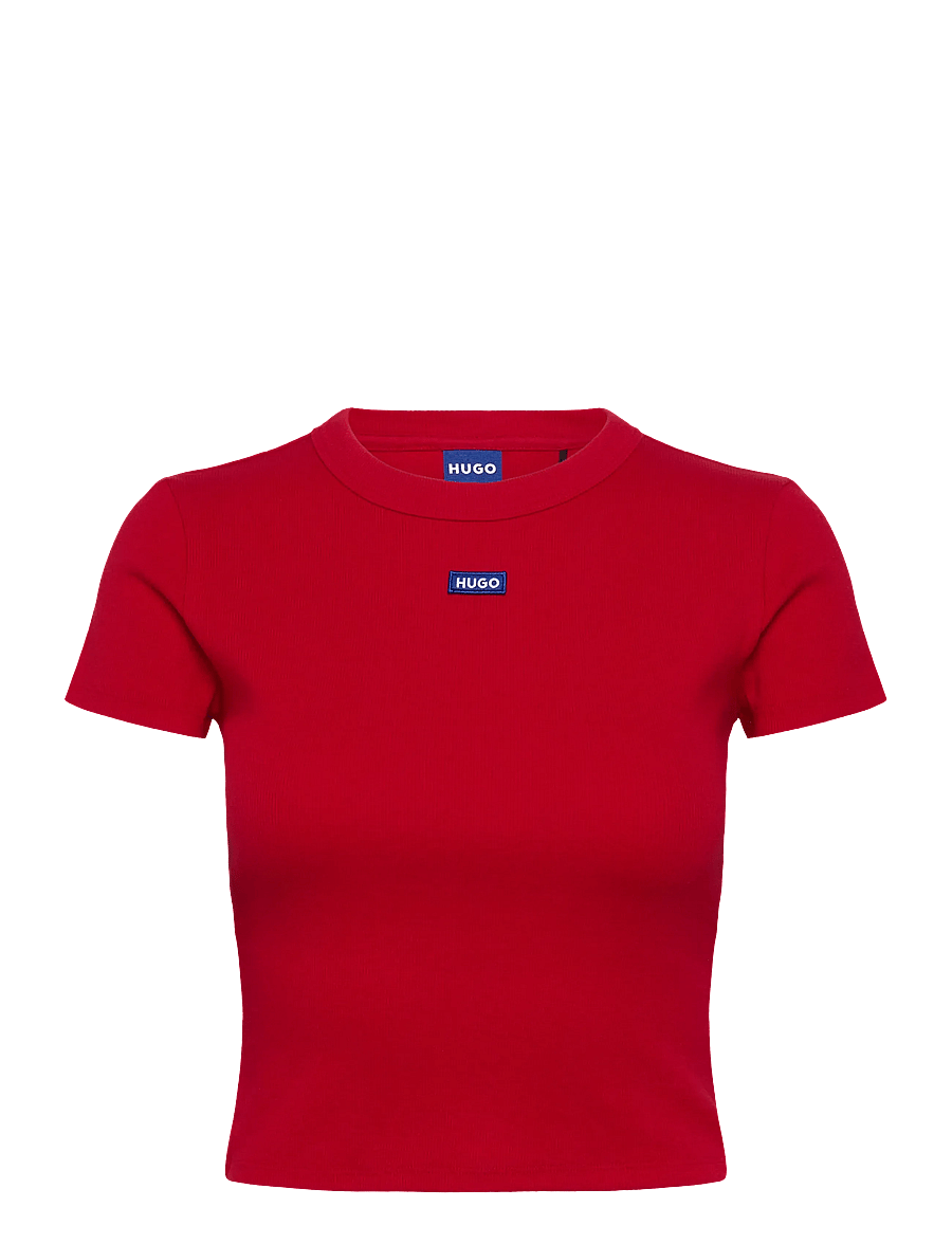 HUGO BLUE - Baby Tee_B - crop tops - dark red - 1