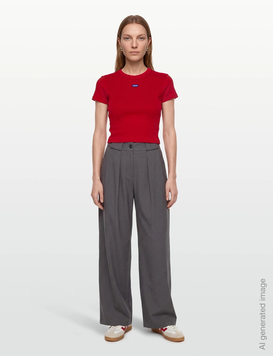 HUGO BLUE - Baby Tee_B - crop tops - dark red - 0