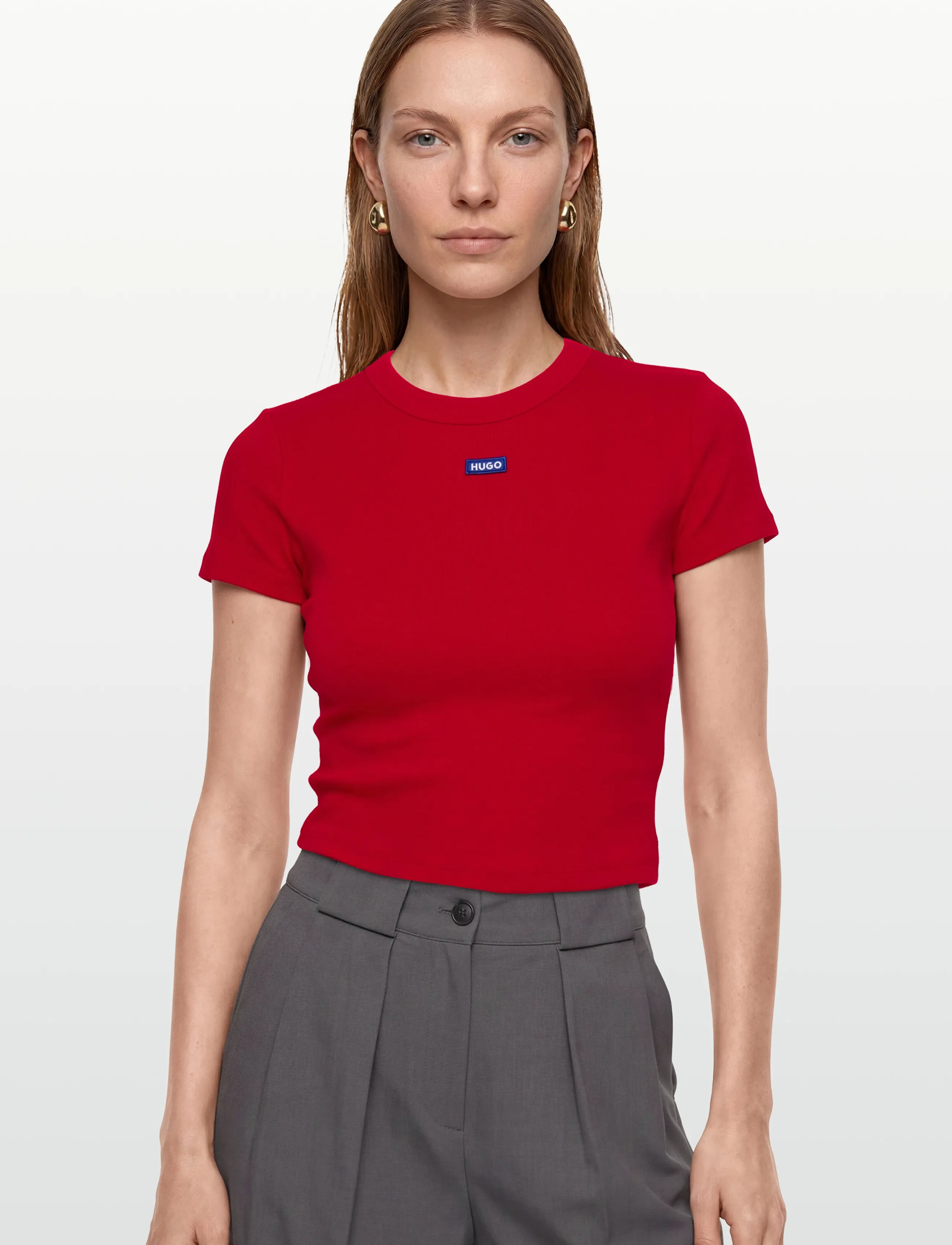 HUGO BLUE - Baby Tee_B - lühikesed topid - dark red - 3