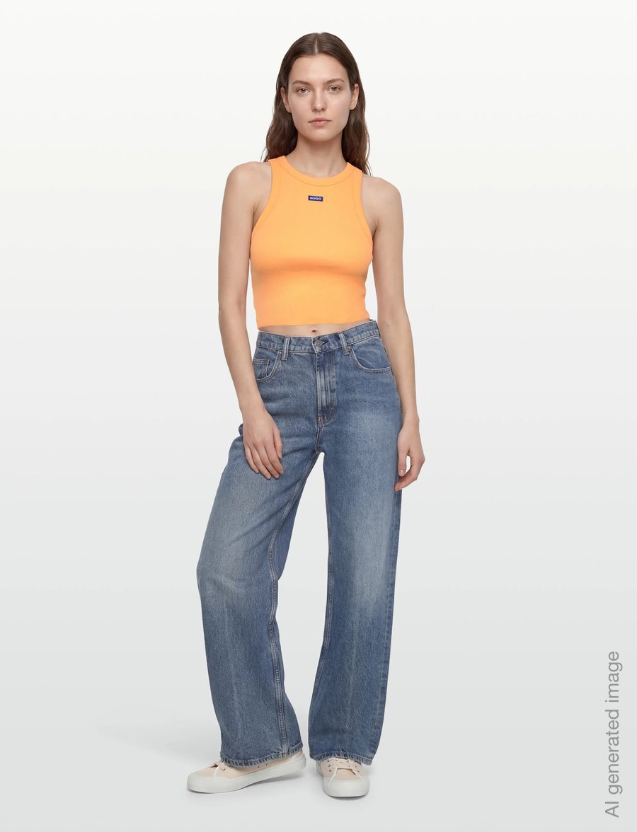 HUGO BLUE - Baby Tank_B - crop tops - light/pastel orange - 0