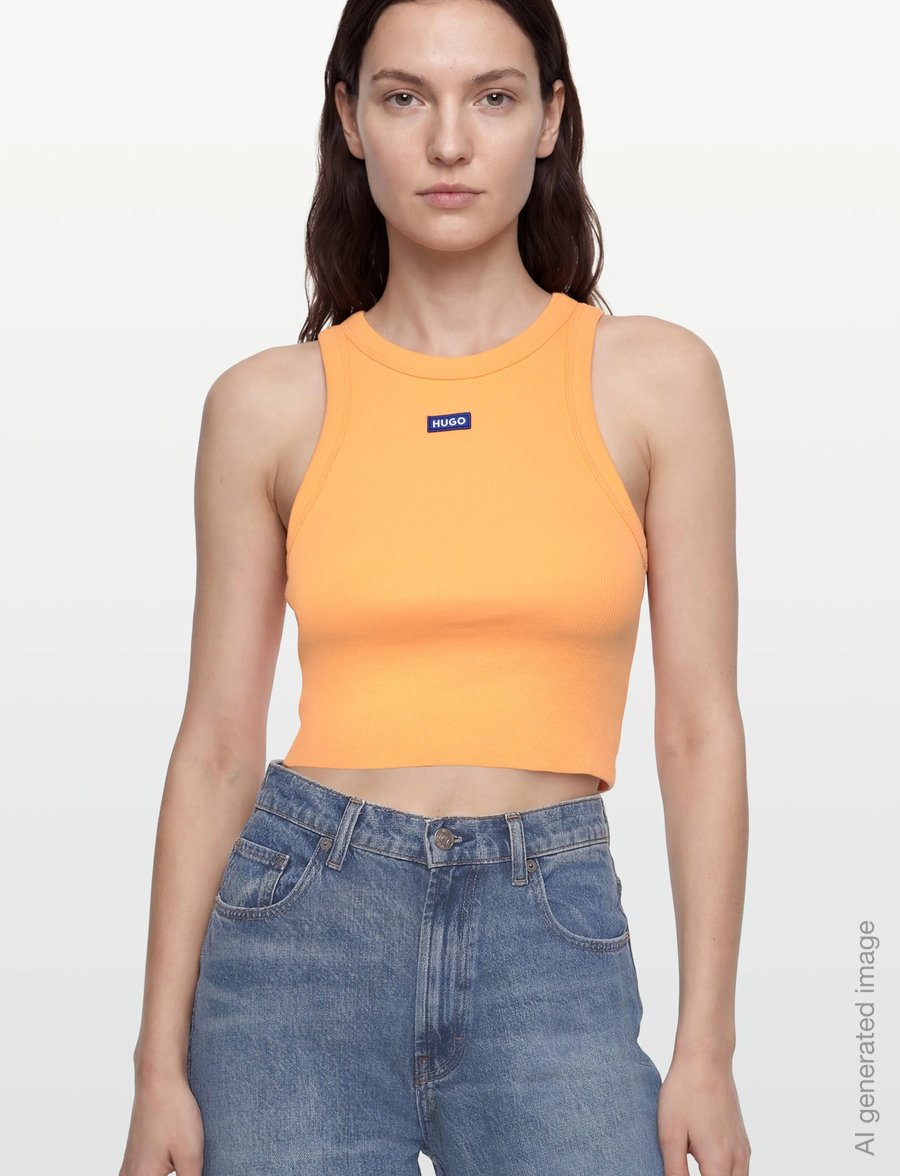 HUGO BLUE - Baby Tank_B - crop tops - light/pastel orange - 3