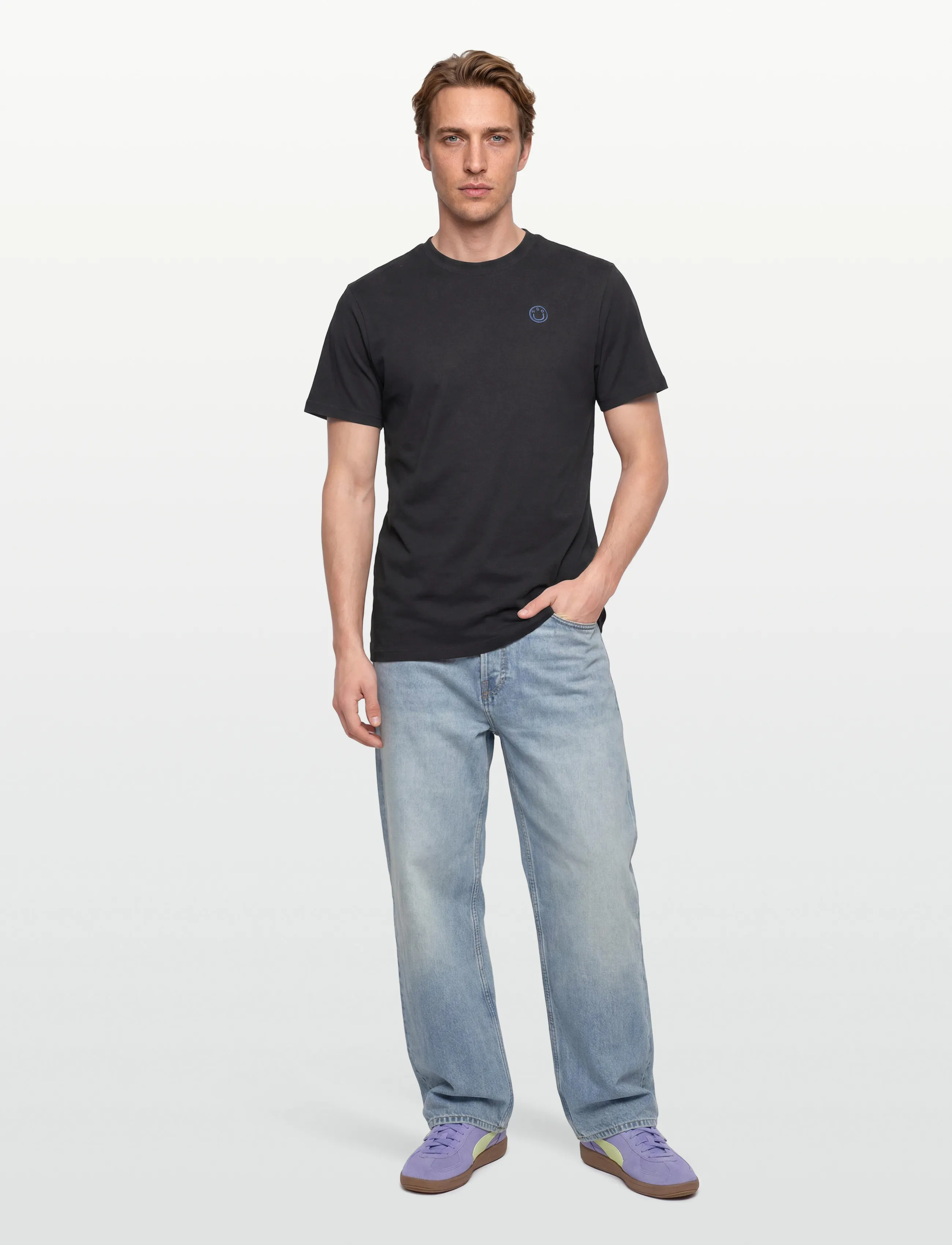 HUGO BLUE Vintage Tee_B_1, Kvinder, Kortærmet T-Shirt, Sort, Str: XS