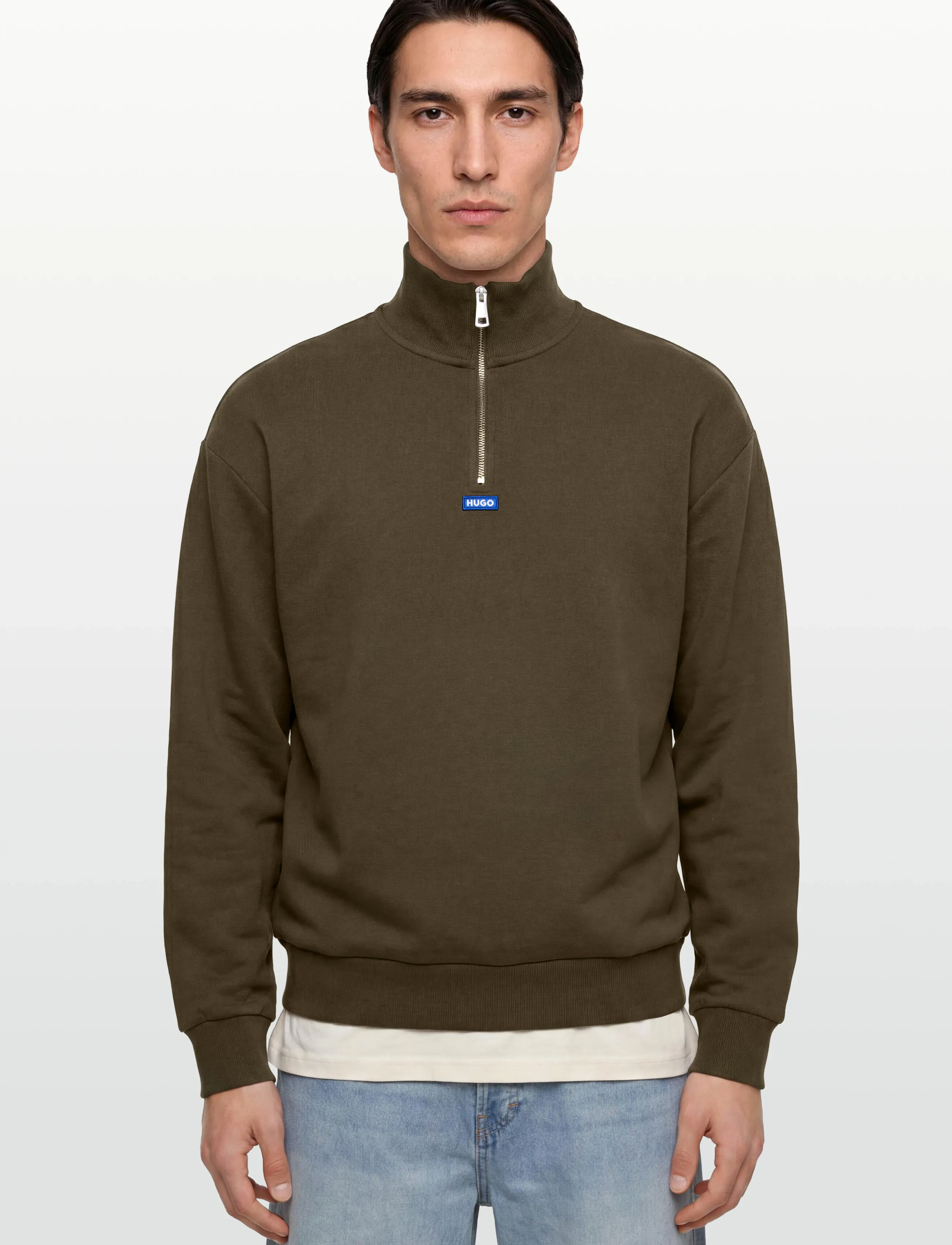 HUGO BLUE - Neeler - pullover mit halbem reißverschluss - dark brown - 3