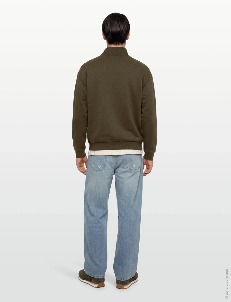 HUGO BLUE - Neeler - pullover mit halbem reißverschluss - dark brown - 4