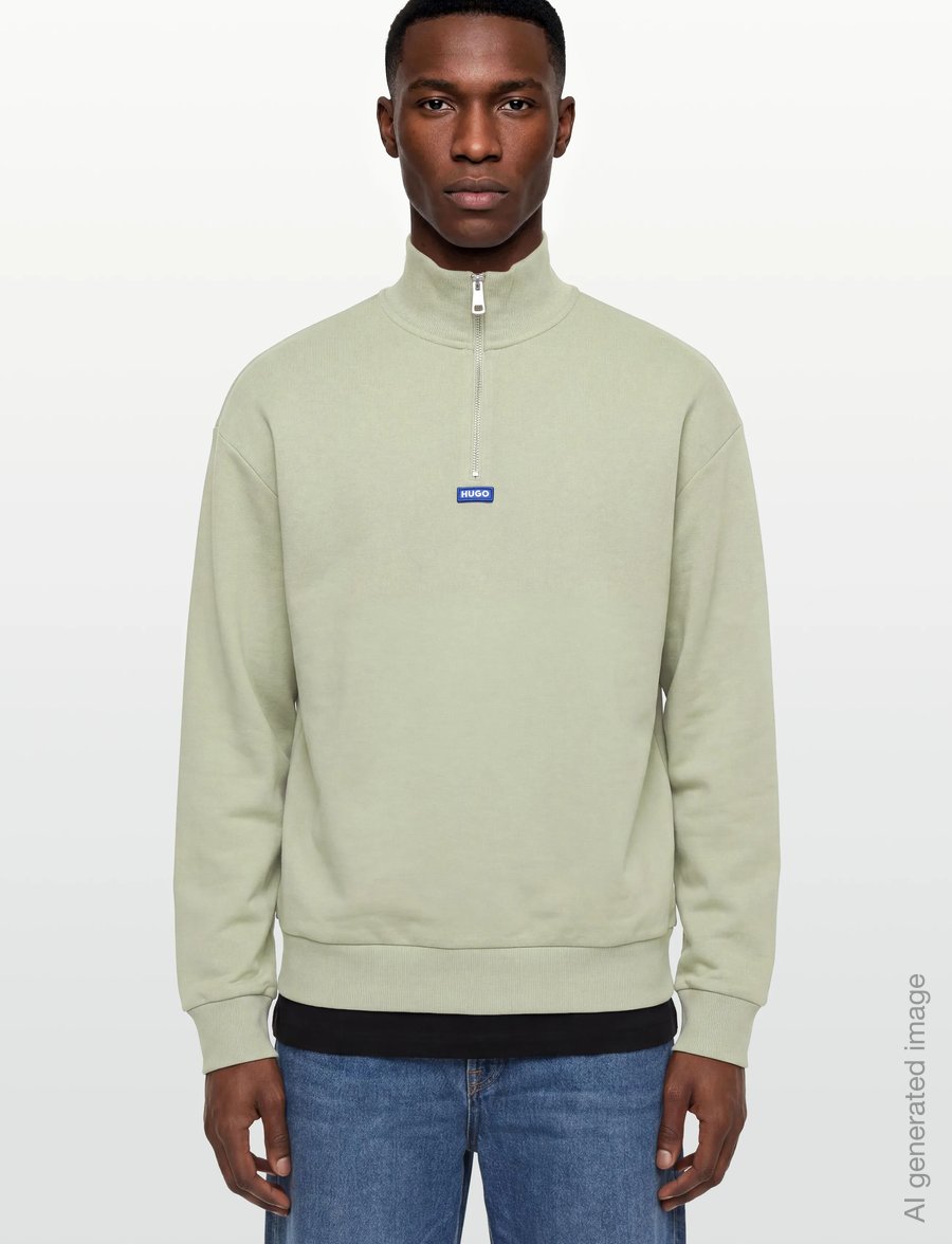 HUGO BLUE - Neeler - halfzip strik - open green - 3