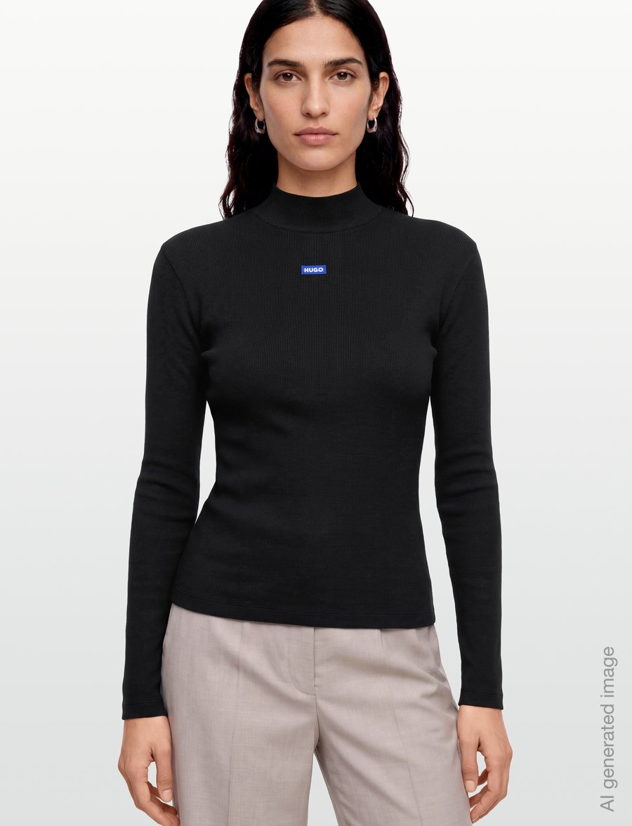 HUGO BLUE - Easy Longsleeve_B - kõrge kaelusega kudumid - black - 3