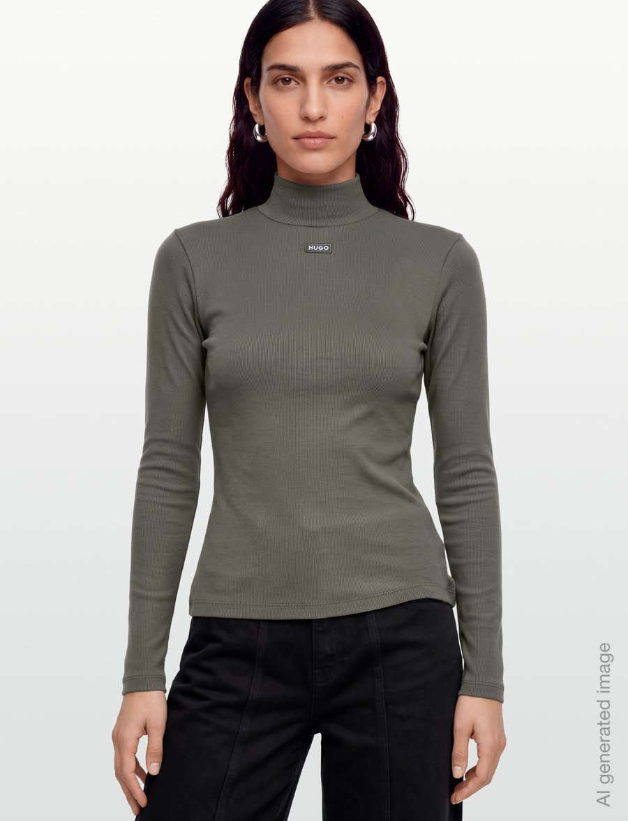 HUGO BLUE - Easy Longsleeve_B - rollkragenpullover - open green - 3