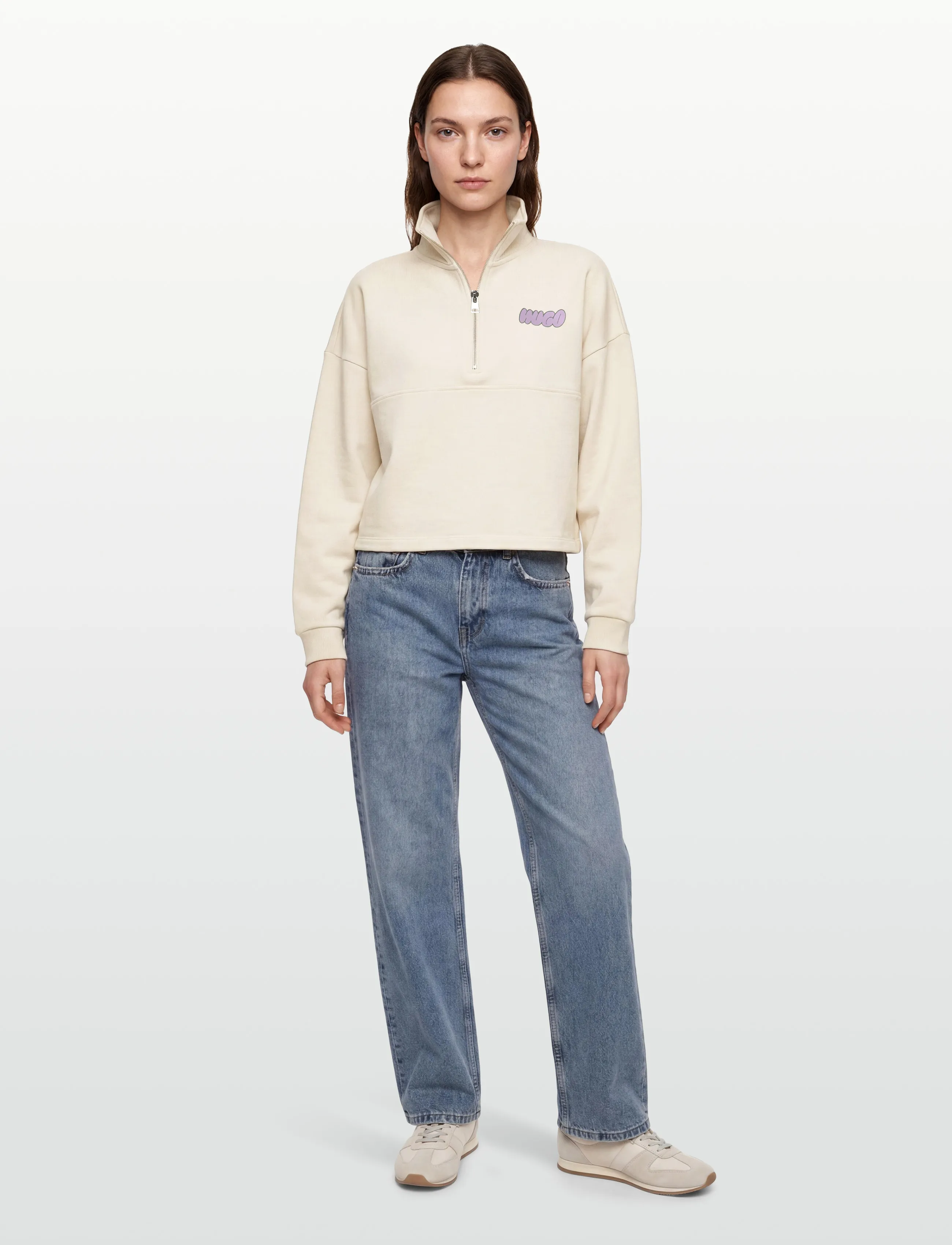 HUGO BLUE Dahanna_B, M, White, Sweatshirts & Hættetrøjer > Sweatshirts, Dame