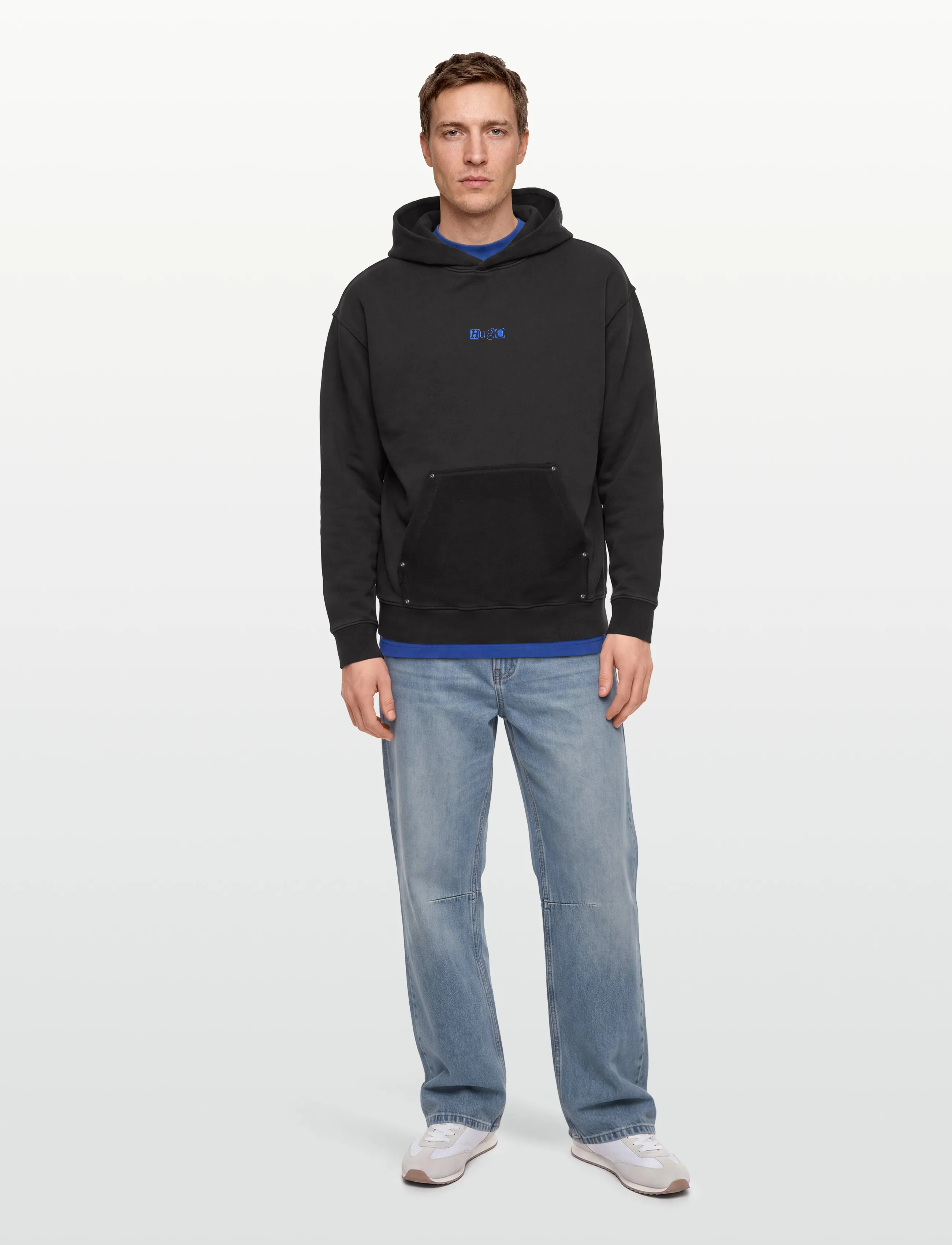 HUGO BLUE Nasdi, Mænd, Pullover Hættetrøje, Sort, Str: S