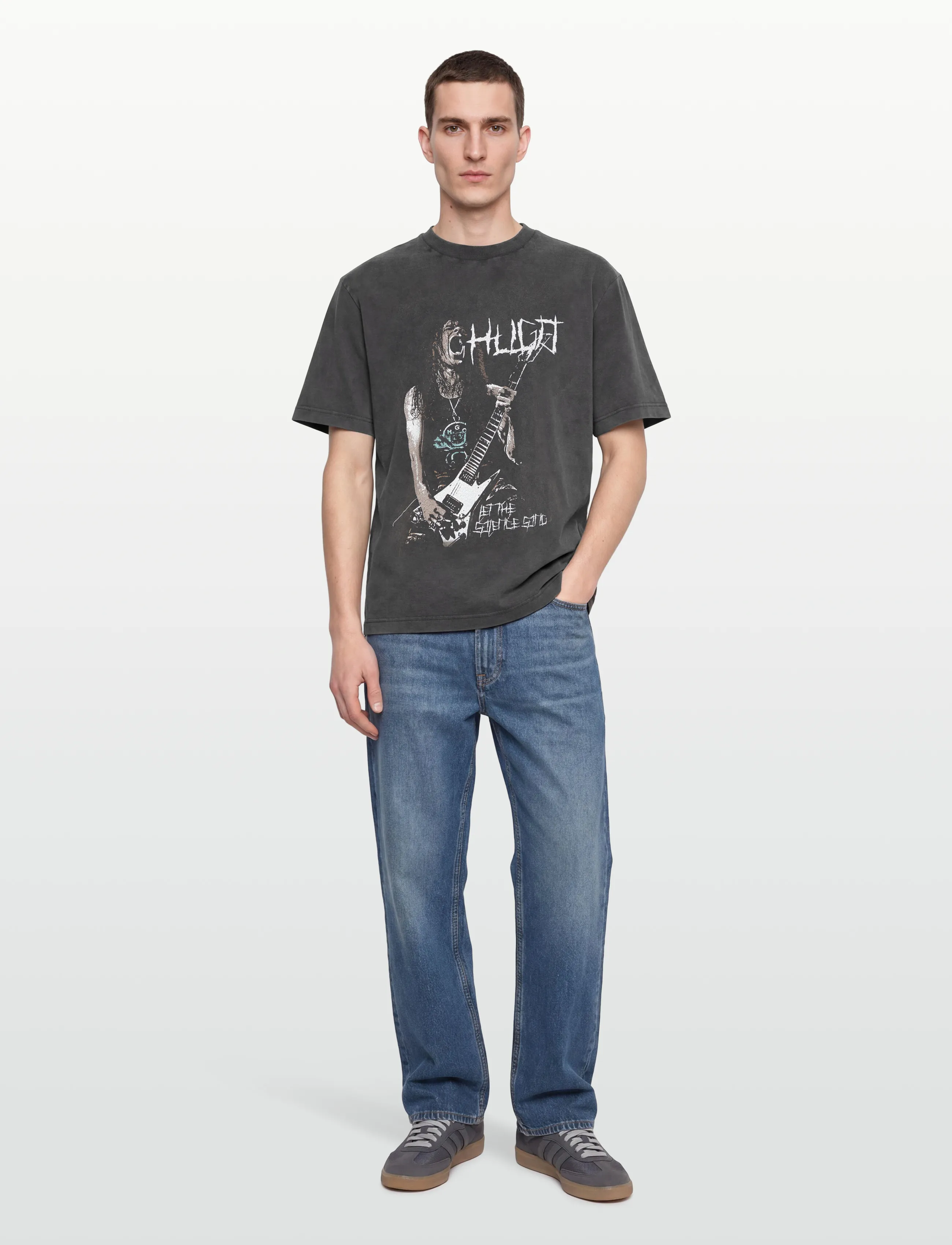 HUGO BLUE Noctornix, S, Grey, T-Shirts > Kortærmede, Herre