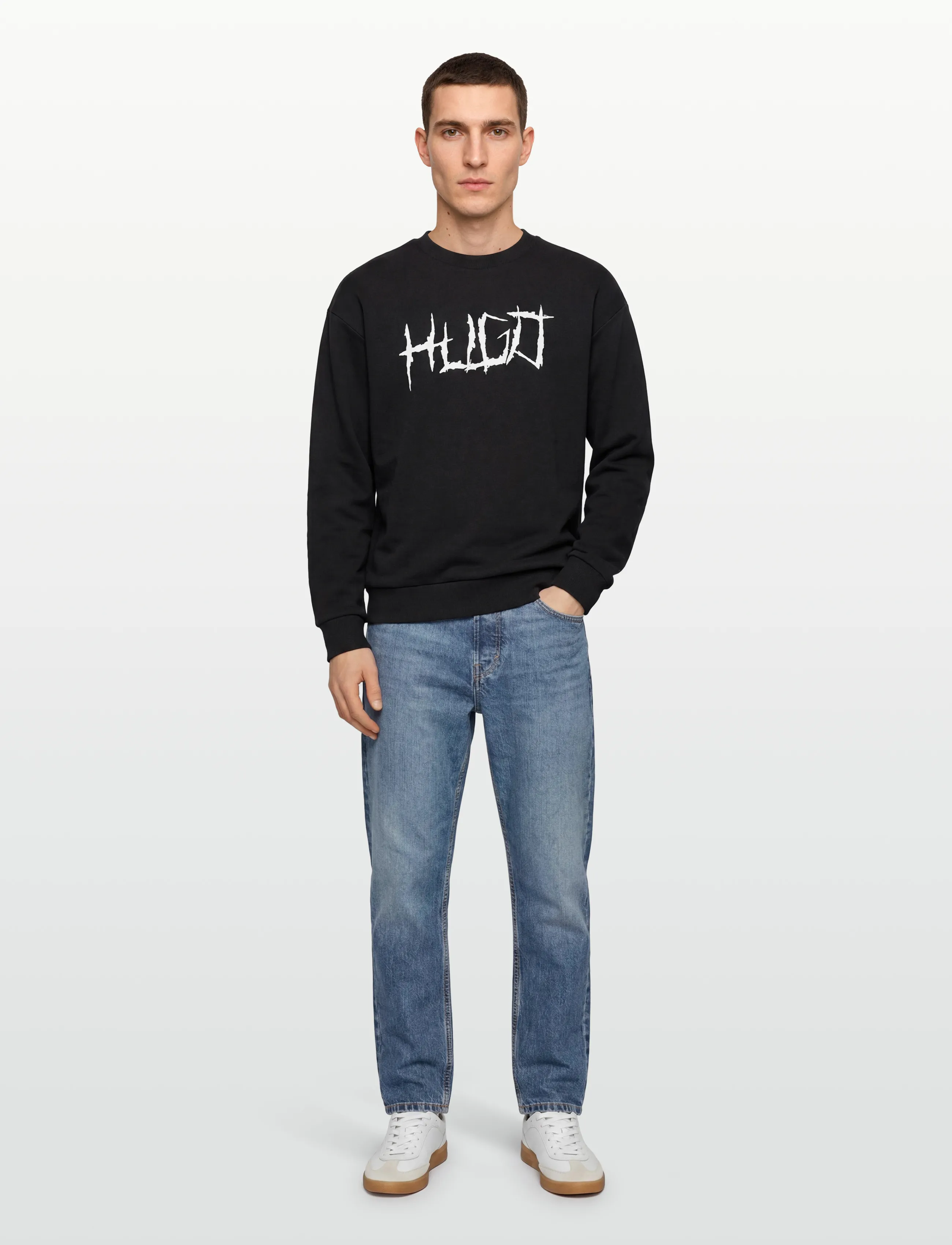 HUGO BLUE Namenex, L, Black, Sweatshirts & Hættetrøjer > Sweatshirts, Herre