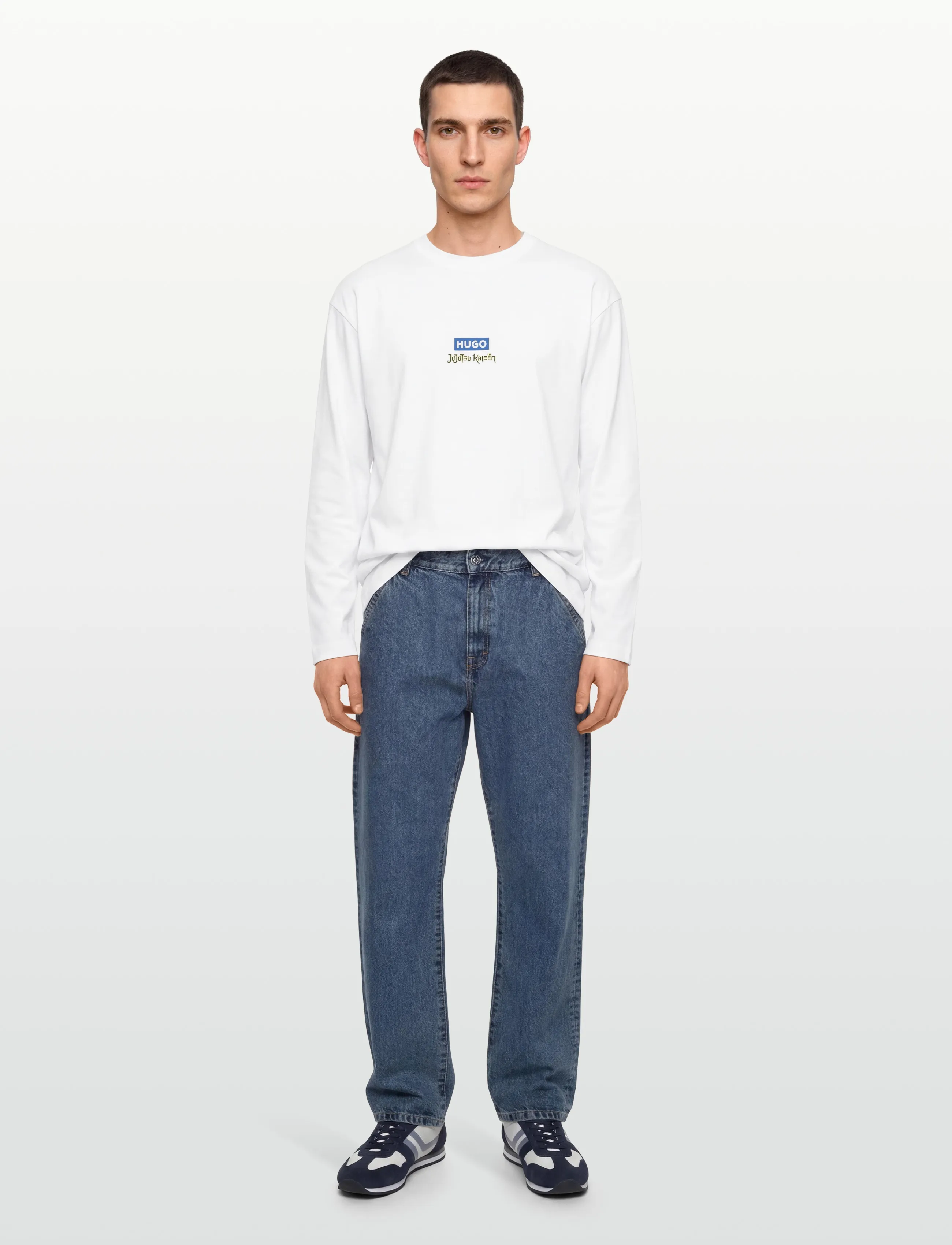 HUGO BLUE Nichaboso_Jjk, XL, White, T-Shirts > Langærmede, Herre