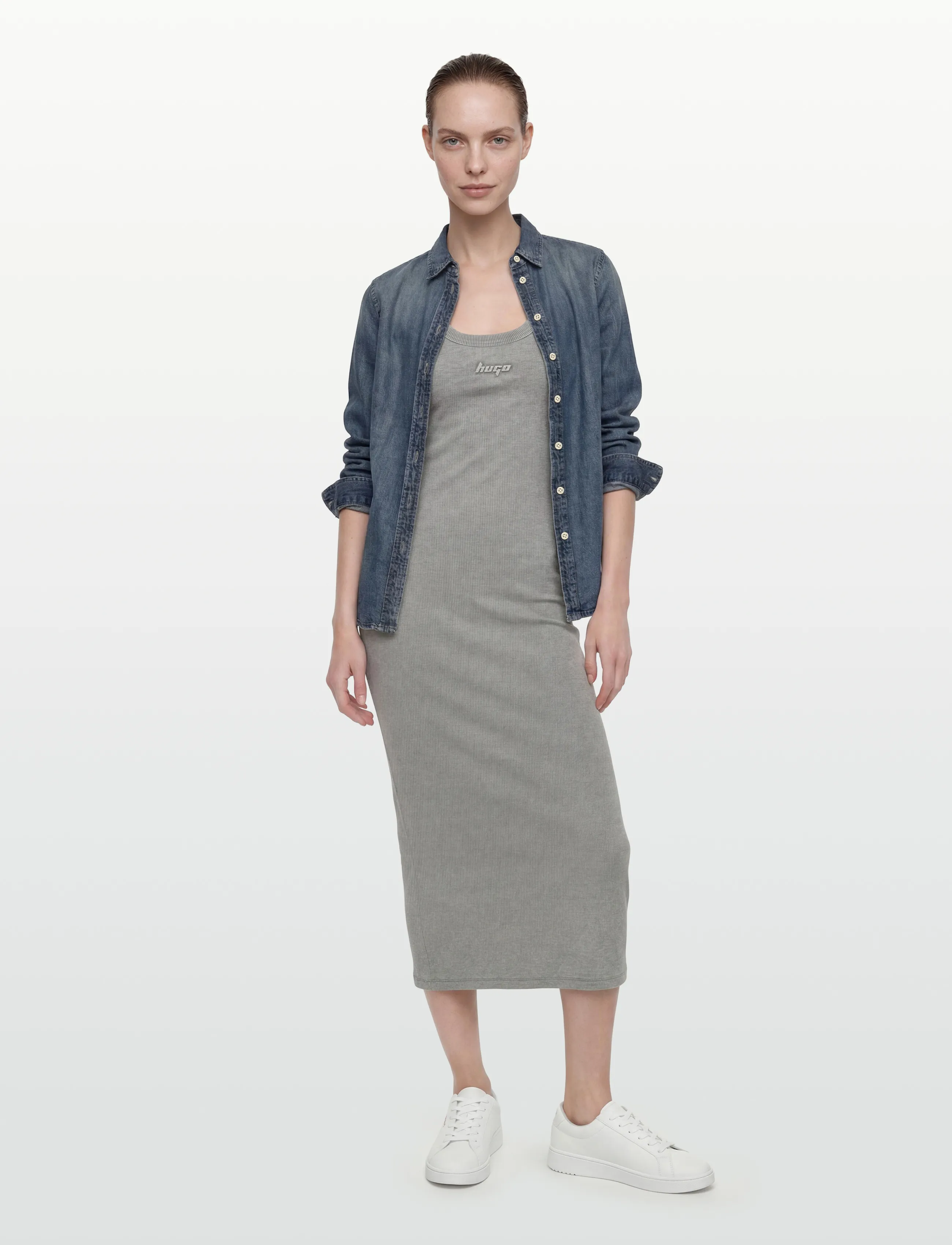 HUGO BLUE Niliyo_B, L, Grey, Kjoler > Bodycon-Kjoler, Dame