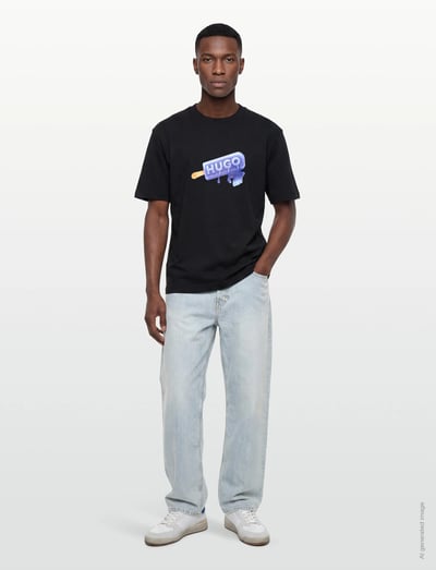 HUGO BLUE Noglasy - T-skjorter - BLACK / black