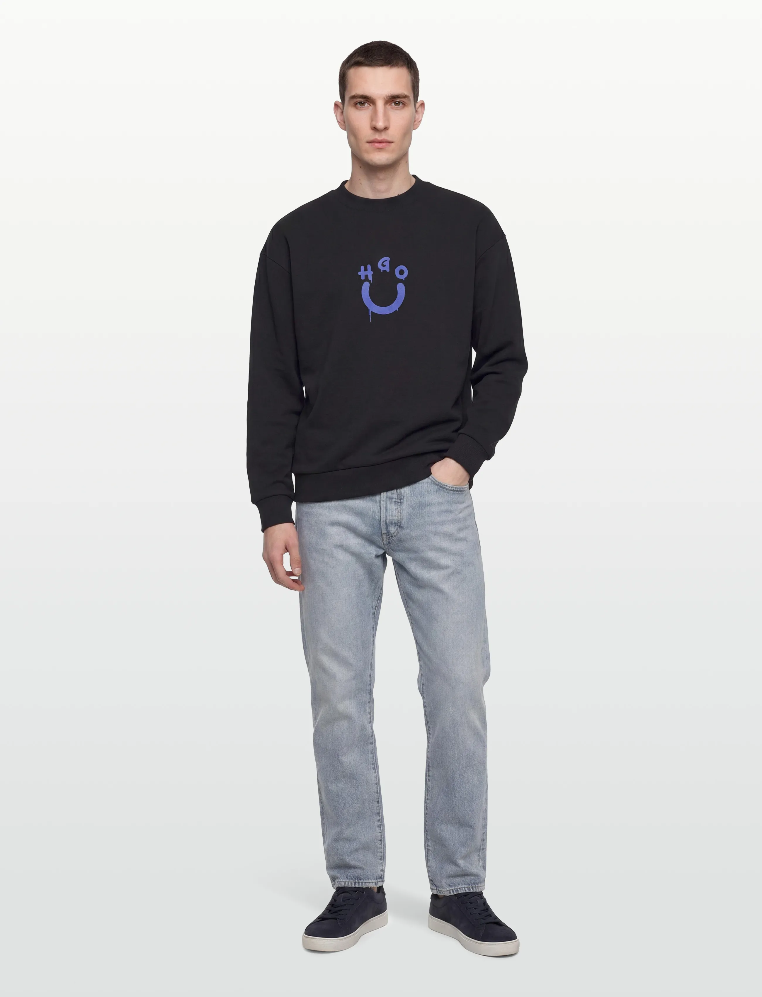 HUGO BLUE Nucavex, S, Black, Sweatshirts & Hættetrøjer > Sweatshirts, Herre