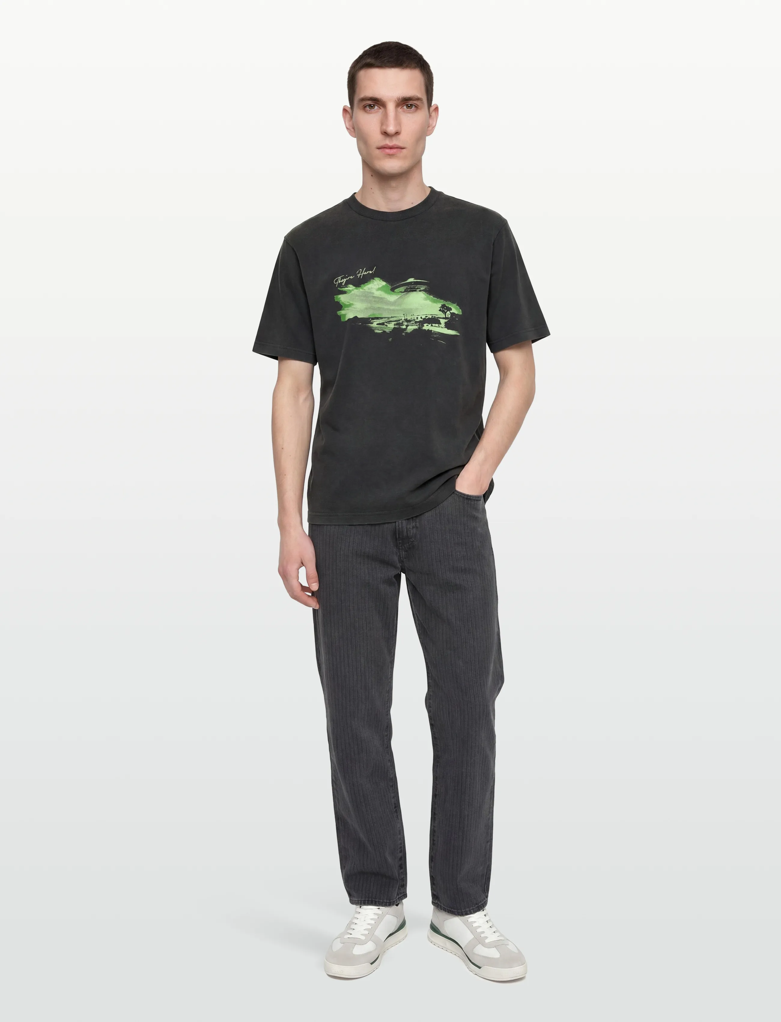 HUGO BLUE Nextralio, Mænd, Grafisk T-Shirt, Grøn, Str: XS