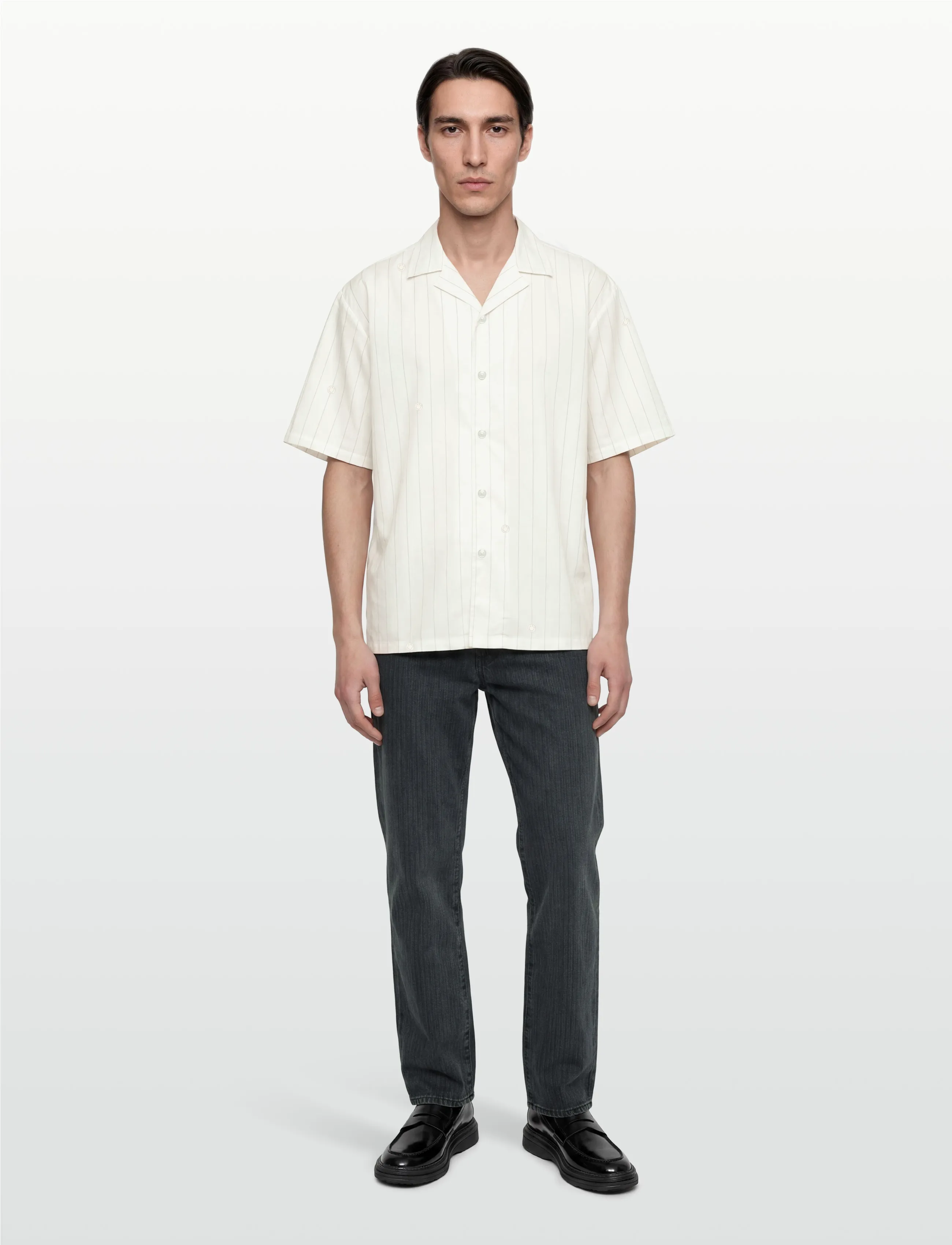 HUGO BLUE Eligino, M, Cream, Skjorter > Kortærmede Shirts, Herre