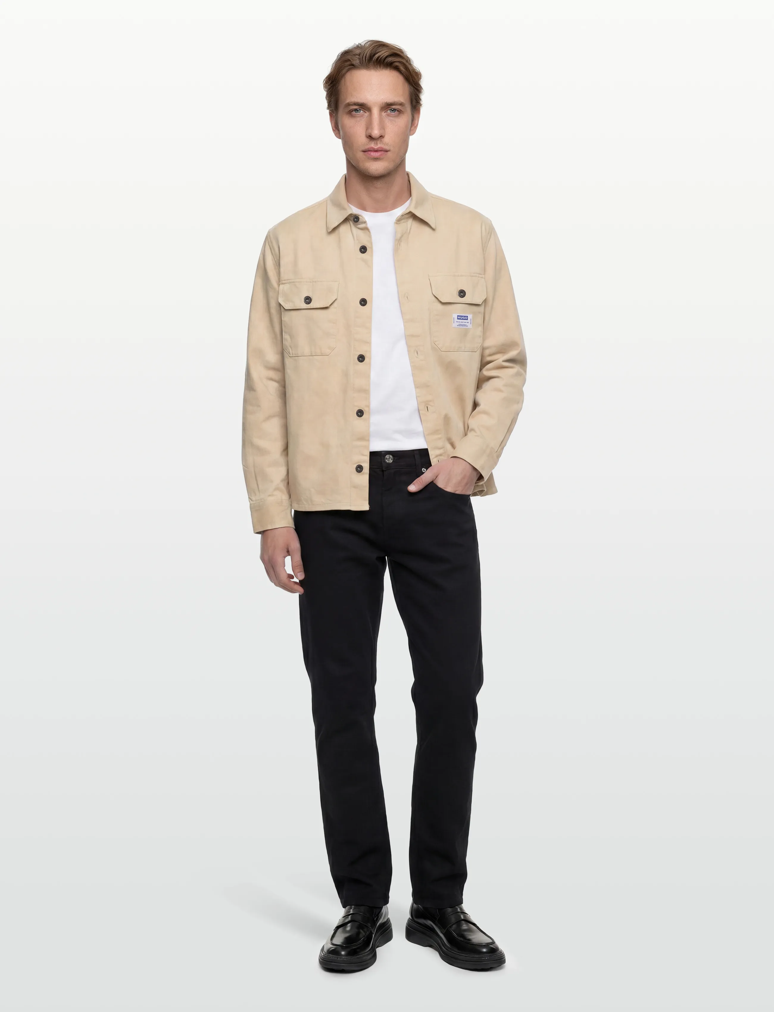 HUGO BLUE Ekynone, L, Cream, Skjorter > Denim-Skjorter, Herre