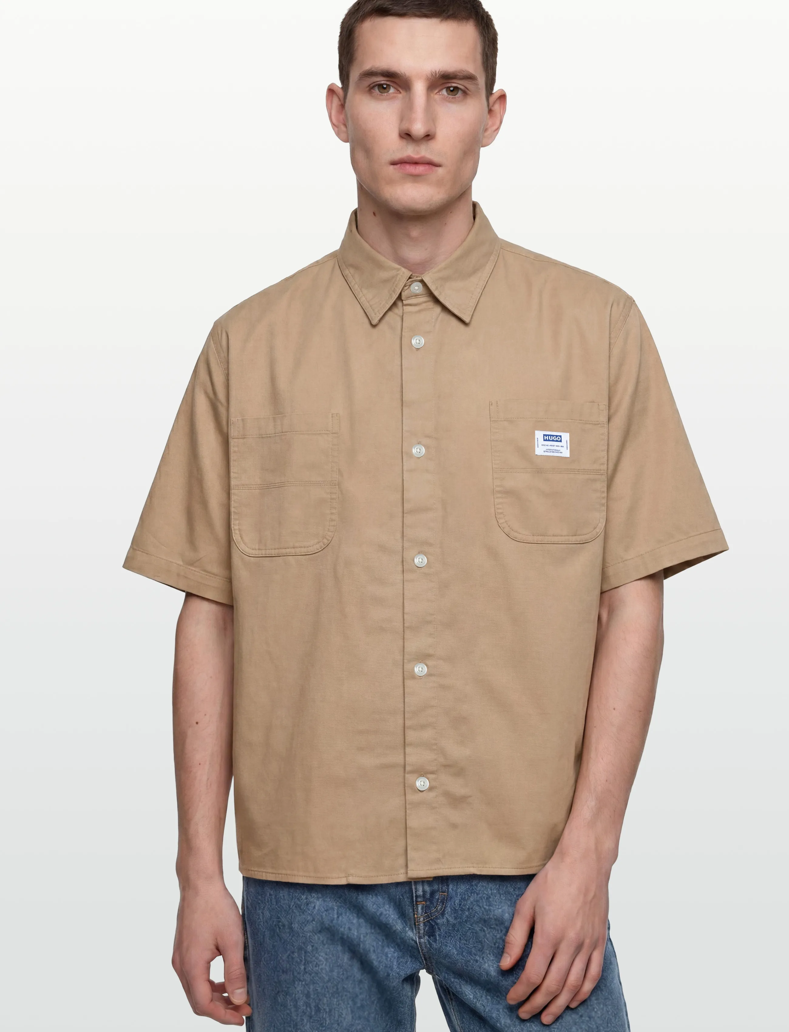 HUGO BLUE - Ebwin - vabaajasärgid - medium beige - 3