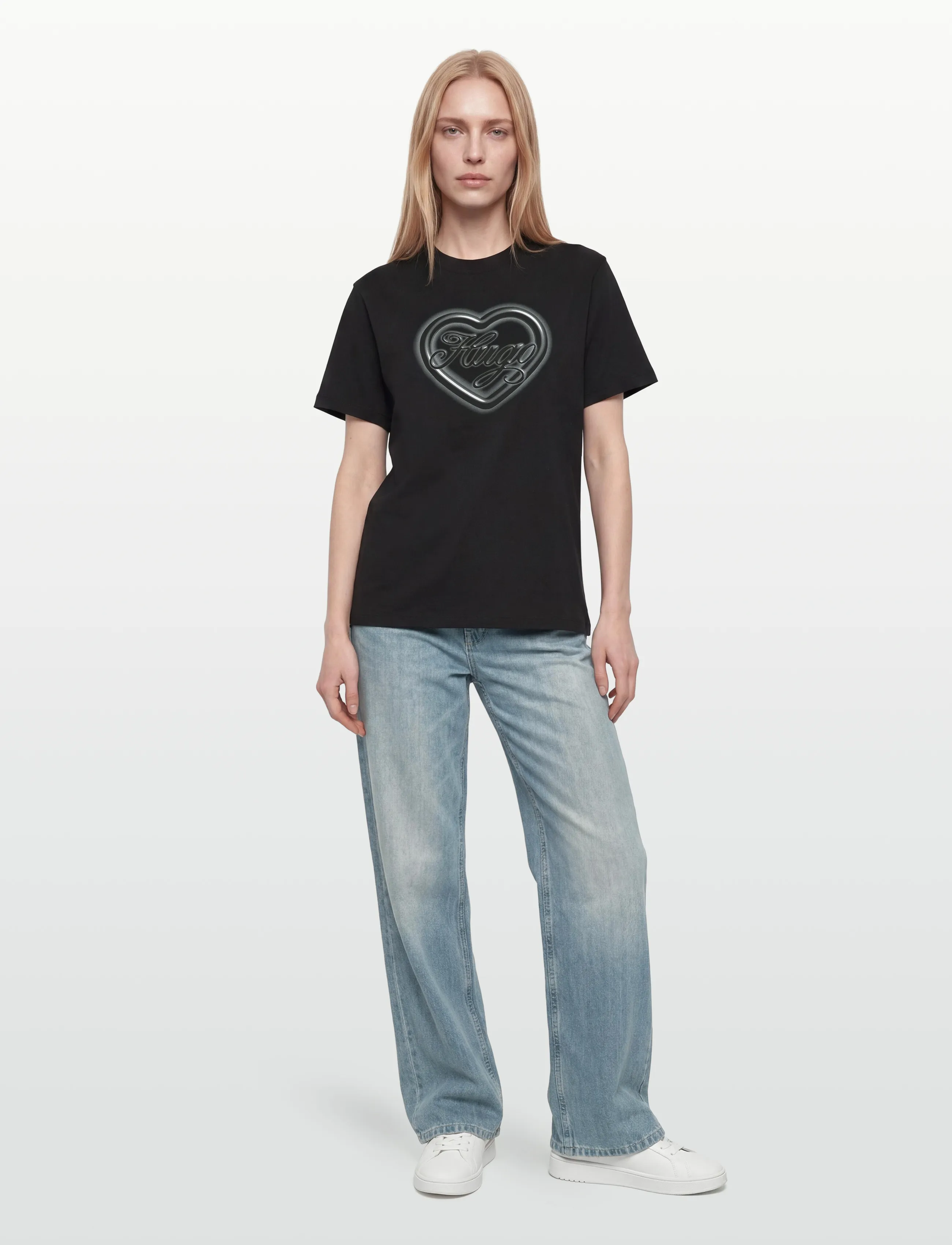 HUGO BLUE Vintage Tee_B_8 - T-shirts & Toppar - BLACK / black