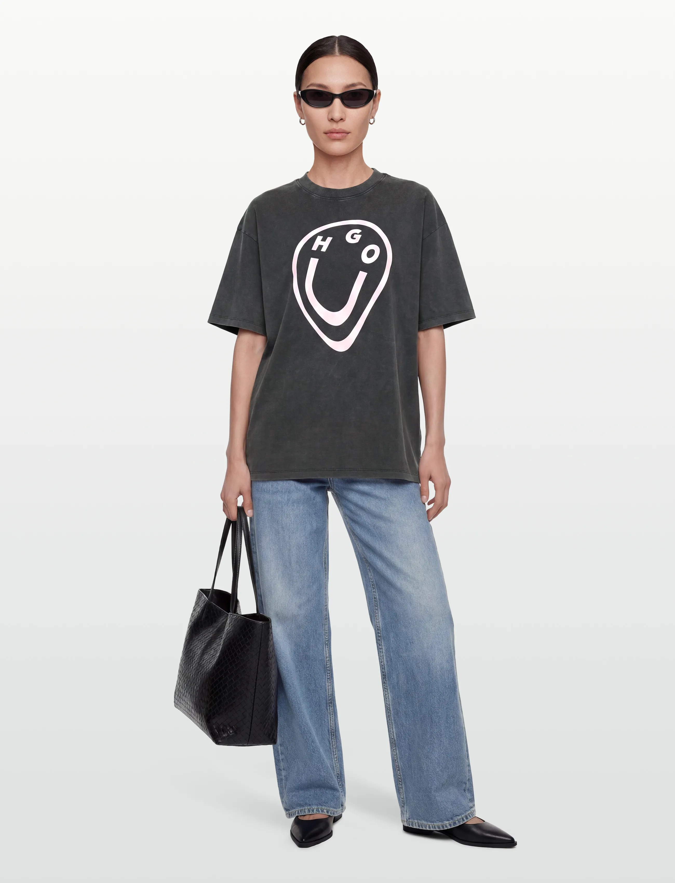 HUGO BLUE Oversized_Tee_B_11 - T-shirts & Toppar - BLACK / grey