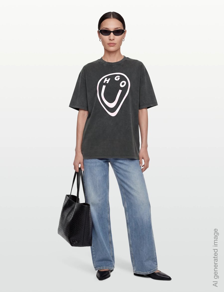 HUGO BLUE - Oversized_Tee_B_11 - t-särgid - black - 0
