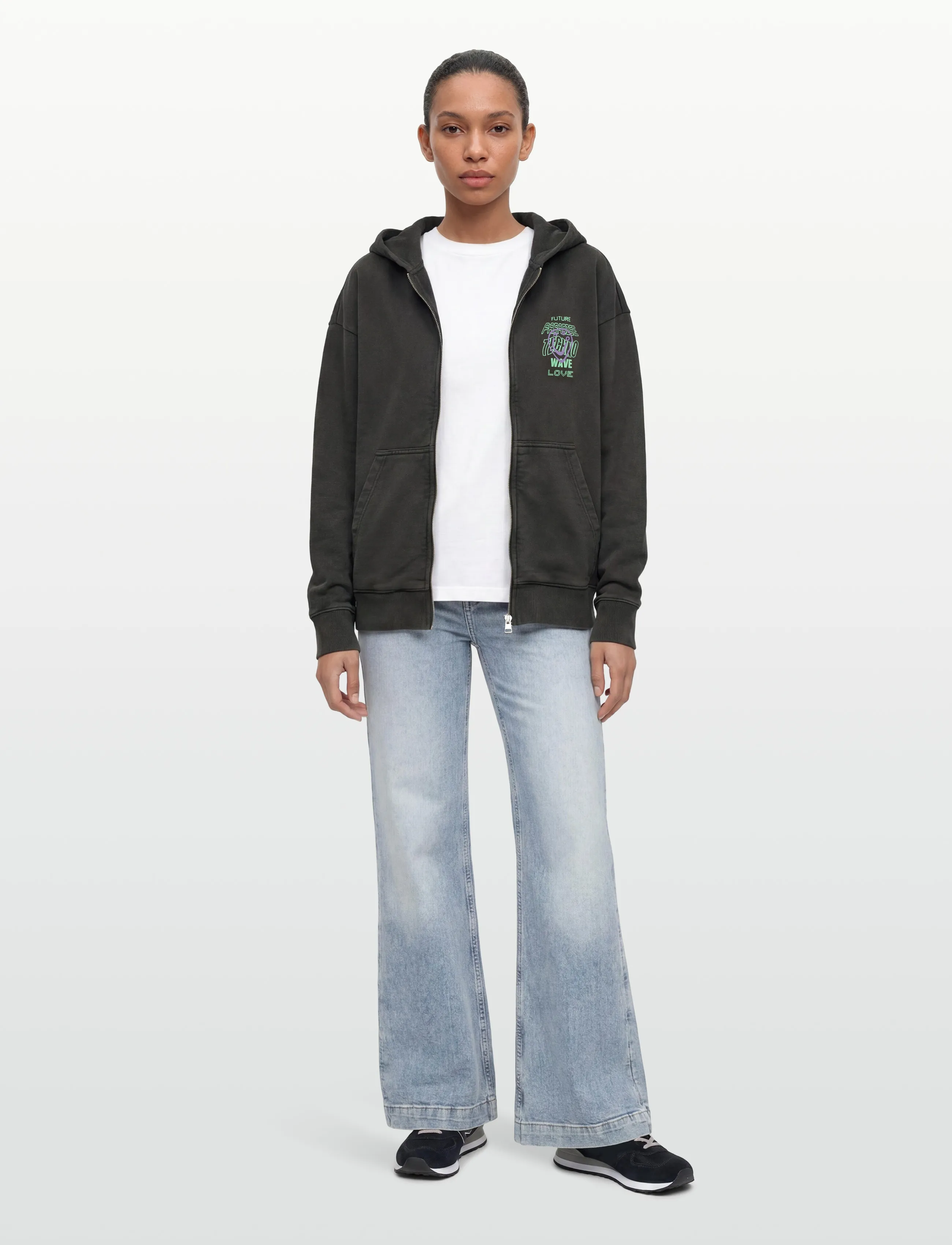 HUGO BLUE Doa B_4, Kvinder, Lynlås Hoodie, Sort, Str: XS