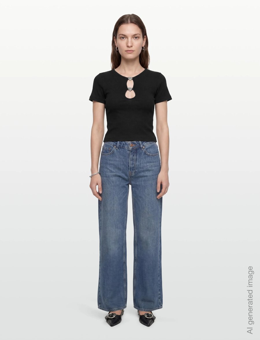 HUGO BLUE - Diheart_B - crop tops - black - 0