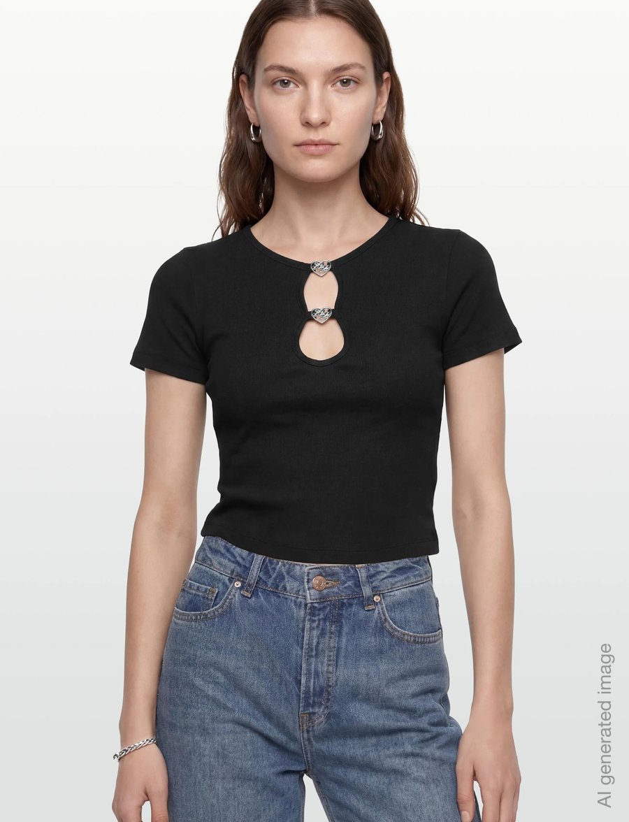 HUGO BLUE - Diheart_B - crop tops - black - 3