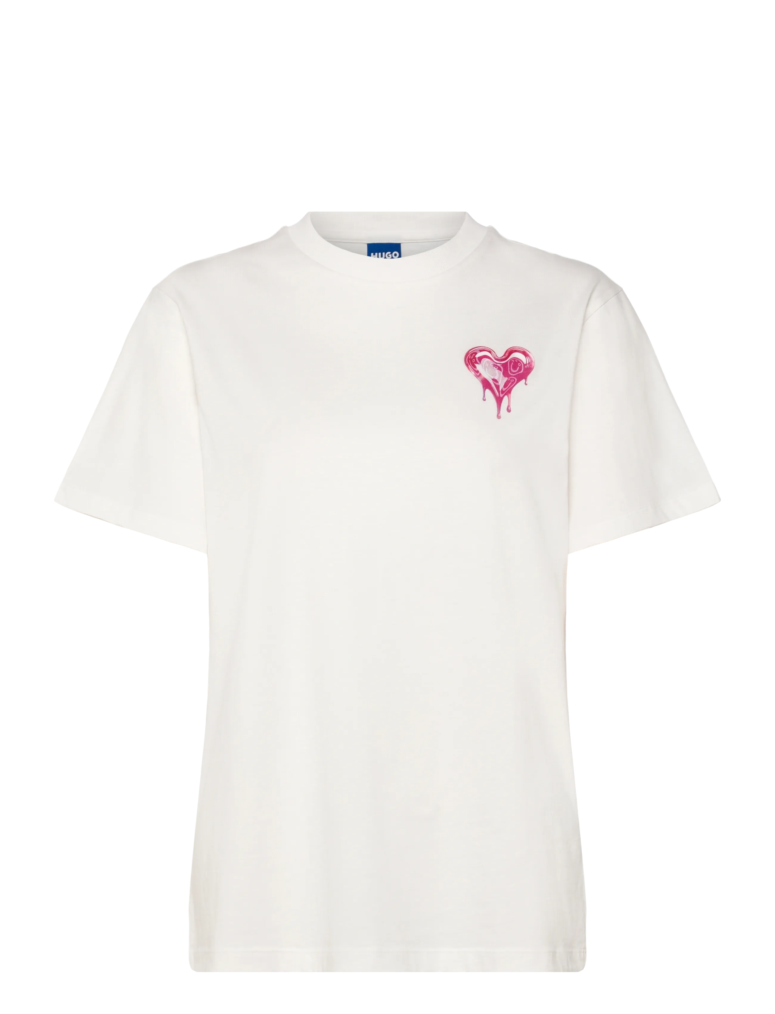 HUGO BLUE Vintage_Tee_B_9 - Kläder - NATURAL / pink/rose