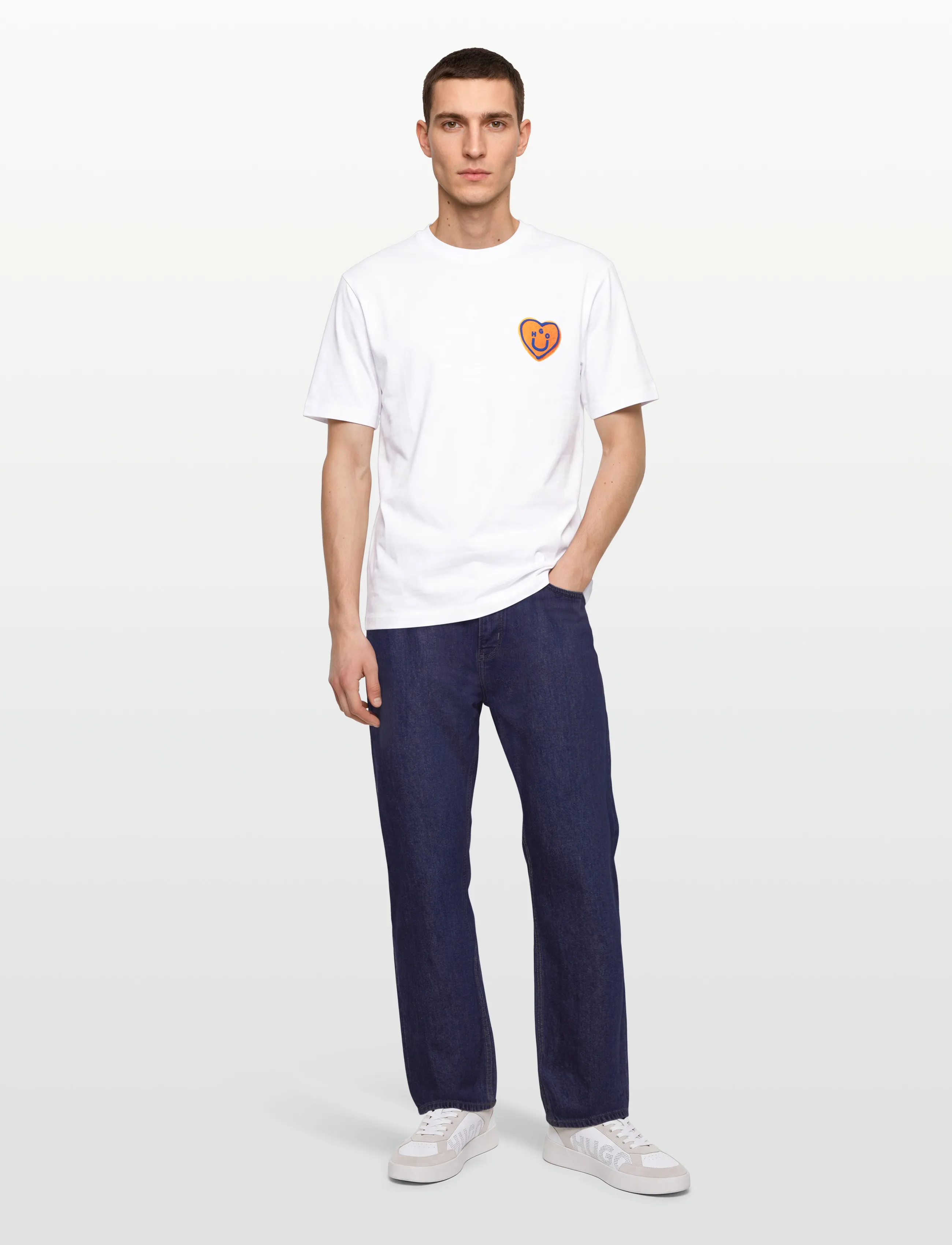 HUGO BLUE Nalentinio, Mænd, Grafisk T-Shirt, Hvid, Str: XS