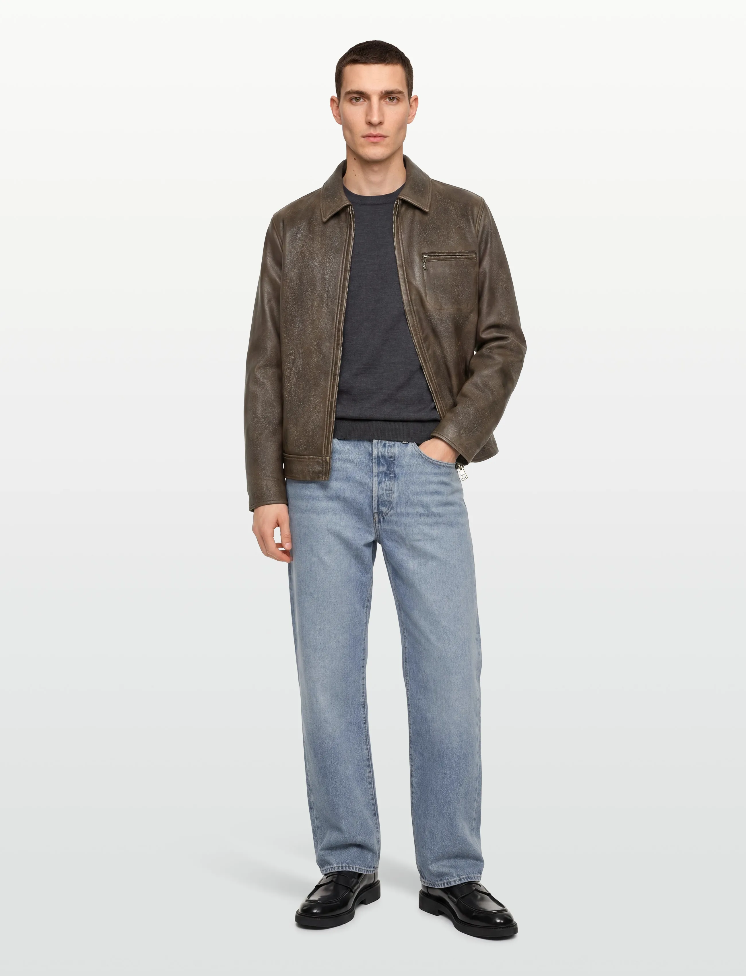 HUGO BLUE Blaker2631 - Vestes en cuir - MEDIUM BROWN / brown