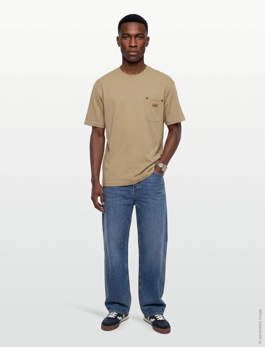 HUGO BLUE - Nevado - kurzärmelige t-shirts - medium beige - 0