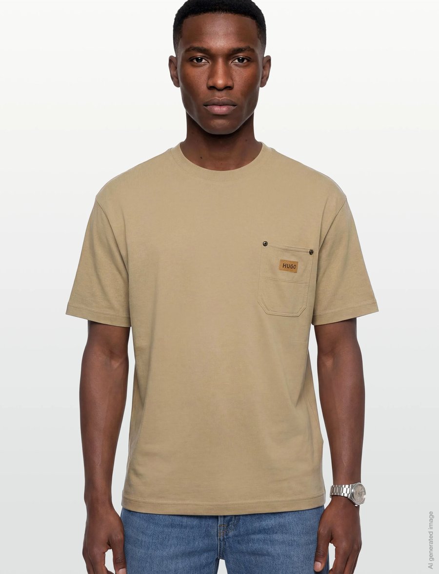 HUGO BLUE - Nevado - kurzärmelige t-shirts - medium beige - 3