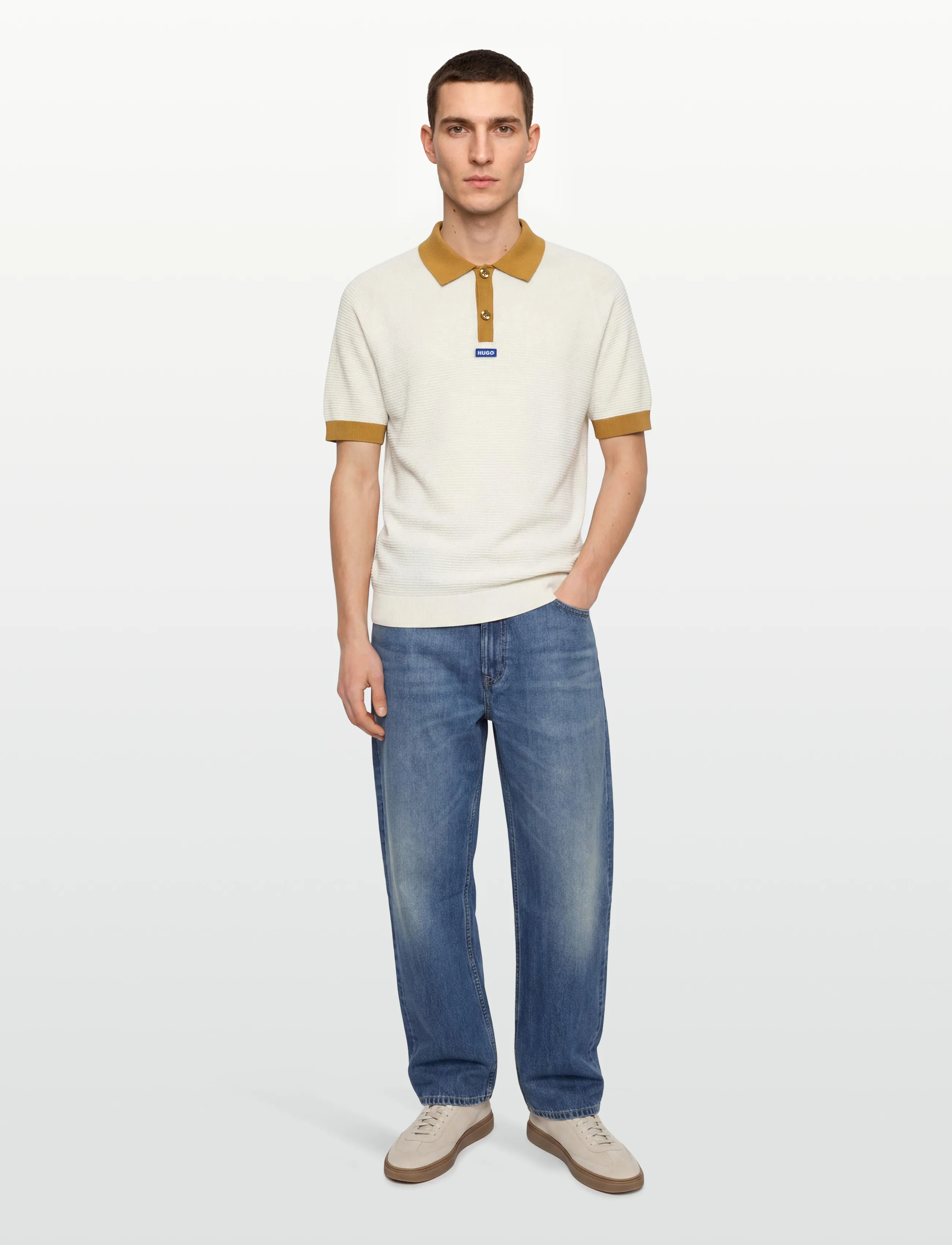 HUGO BLUE Siablo - Polostrik - OPEN WHITE / cream
