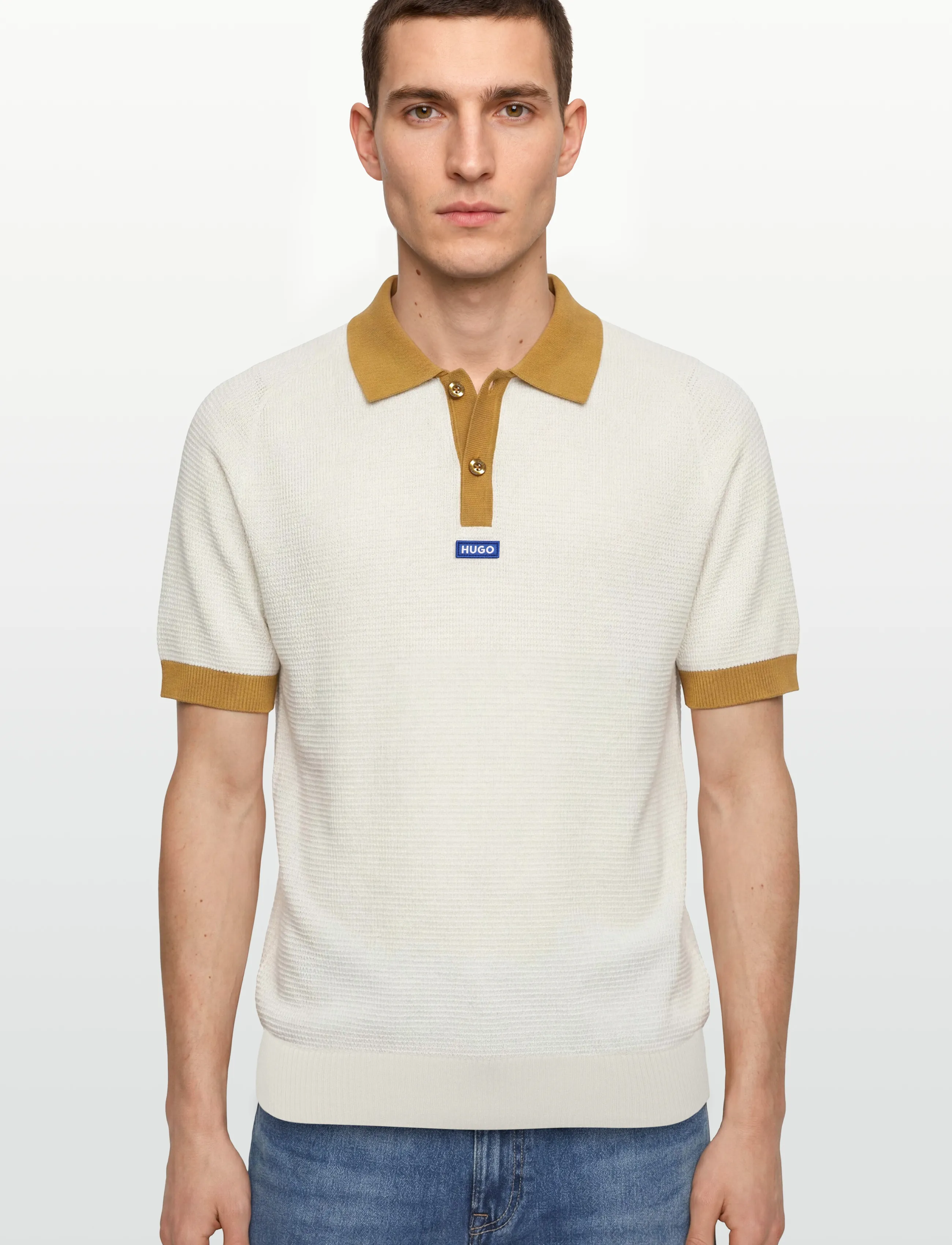 HUGO BLUE - Siablo - langärmlige strick-polohemden - open white - 3