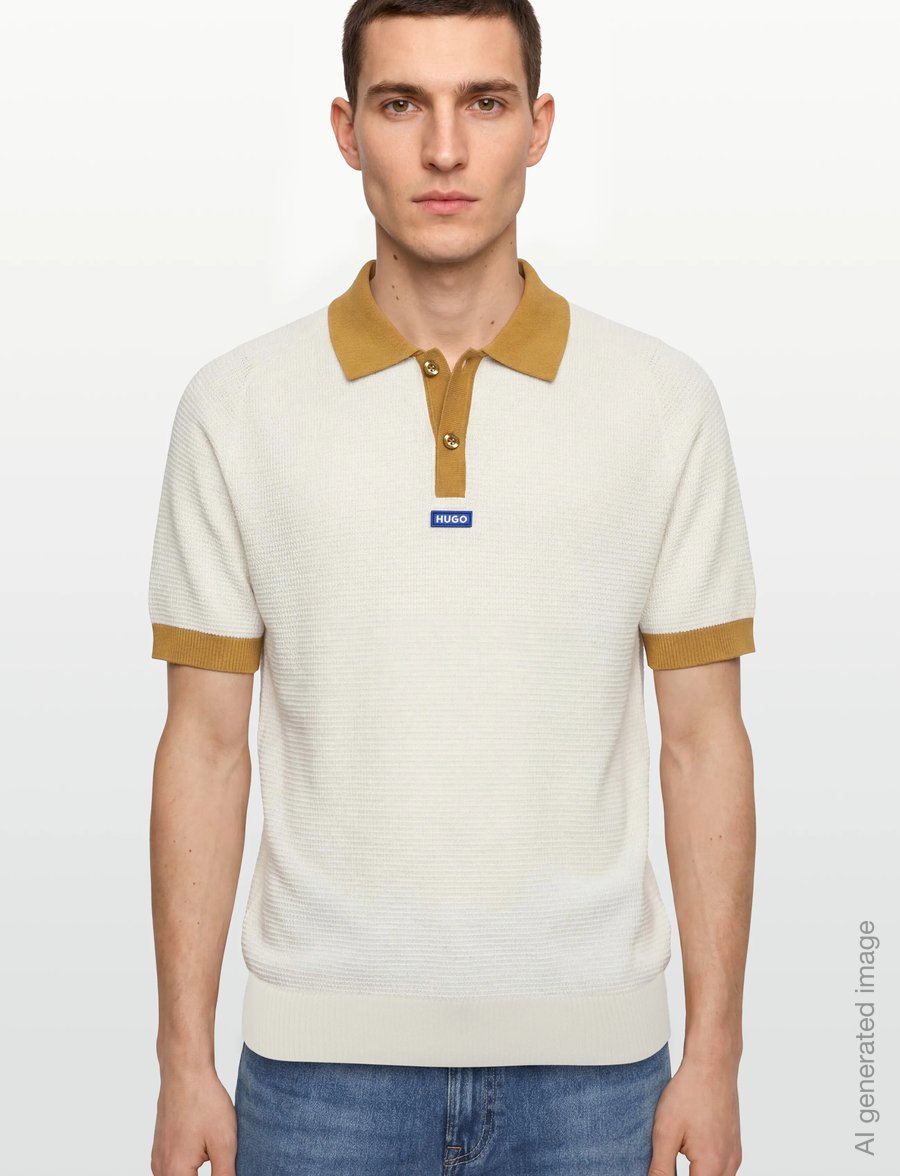HUGO BLUE - Siablo - langärmlige strick-polohemden - open white - 3