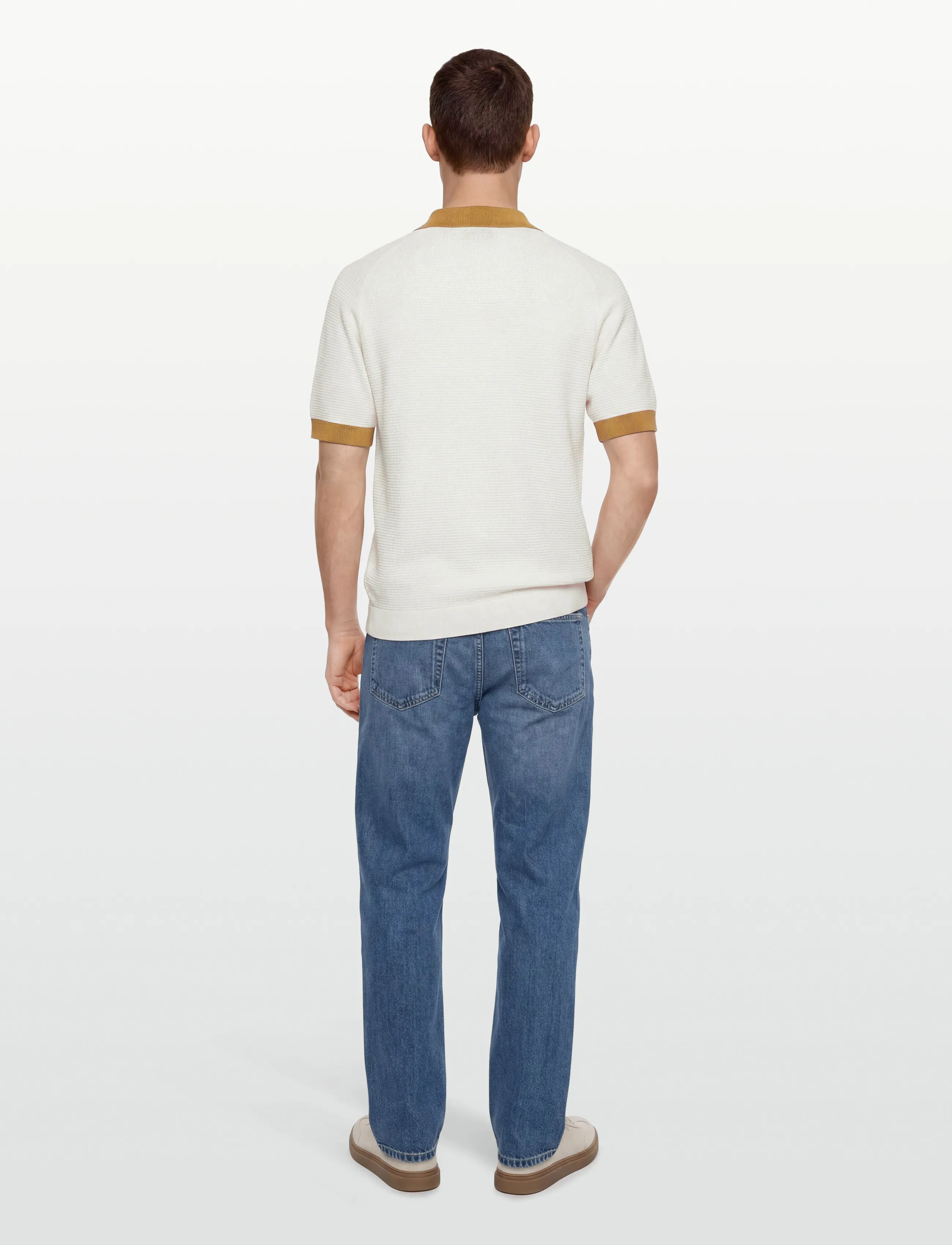 Hugo Waffle-knit polo in cotton with contrast trims pikéer herr – bild 7