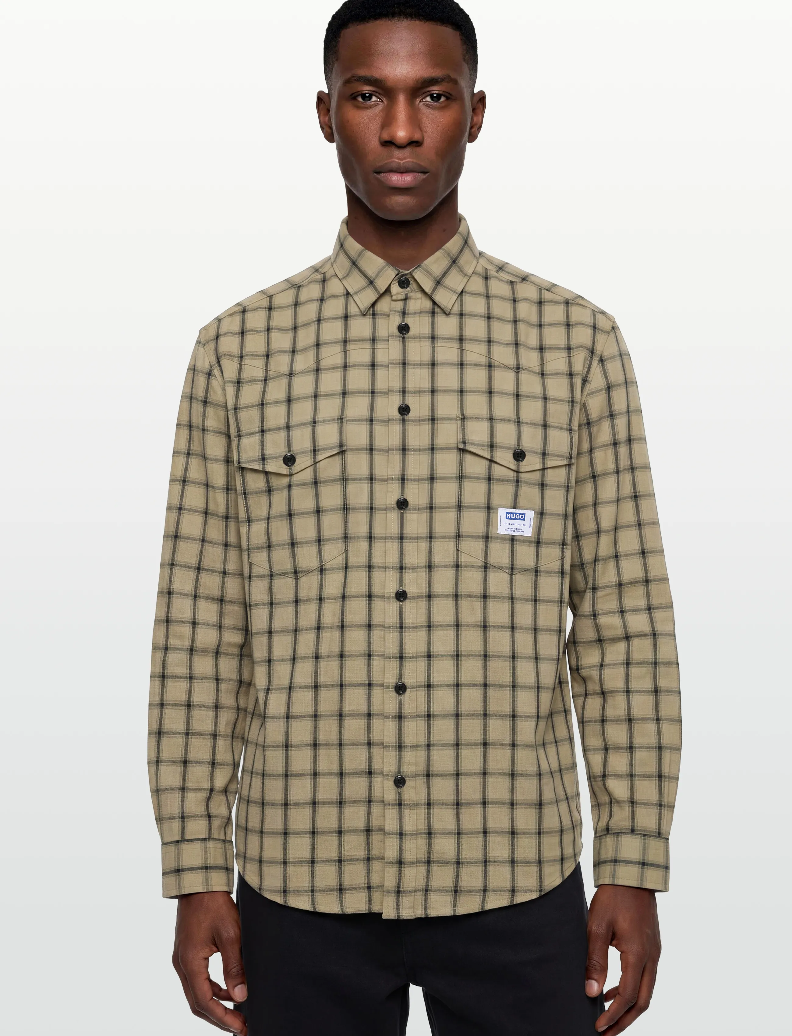 HUGO BLUE - Ebaltow - mustriga särgid - medium beige - 3
