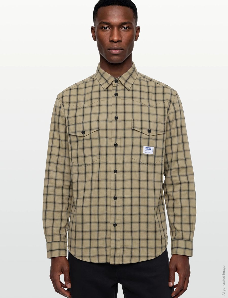 HUGO BLUE - Ebaltow - mustriga särgid - medium beige - 3