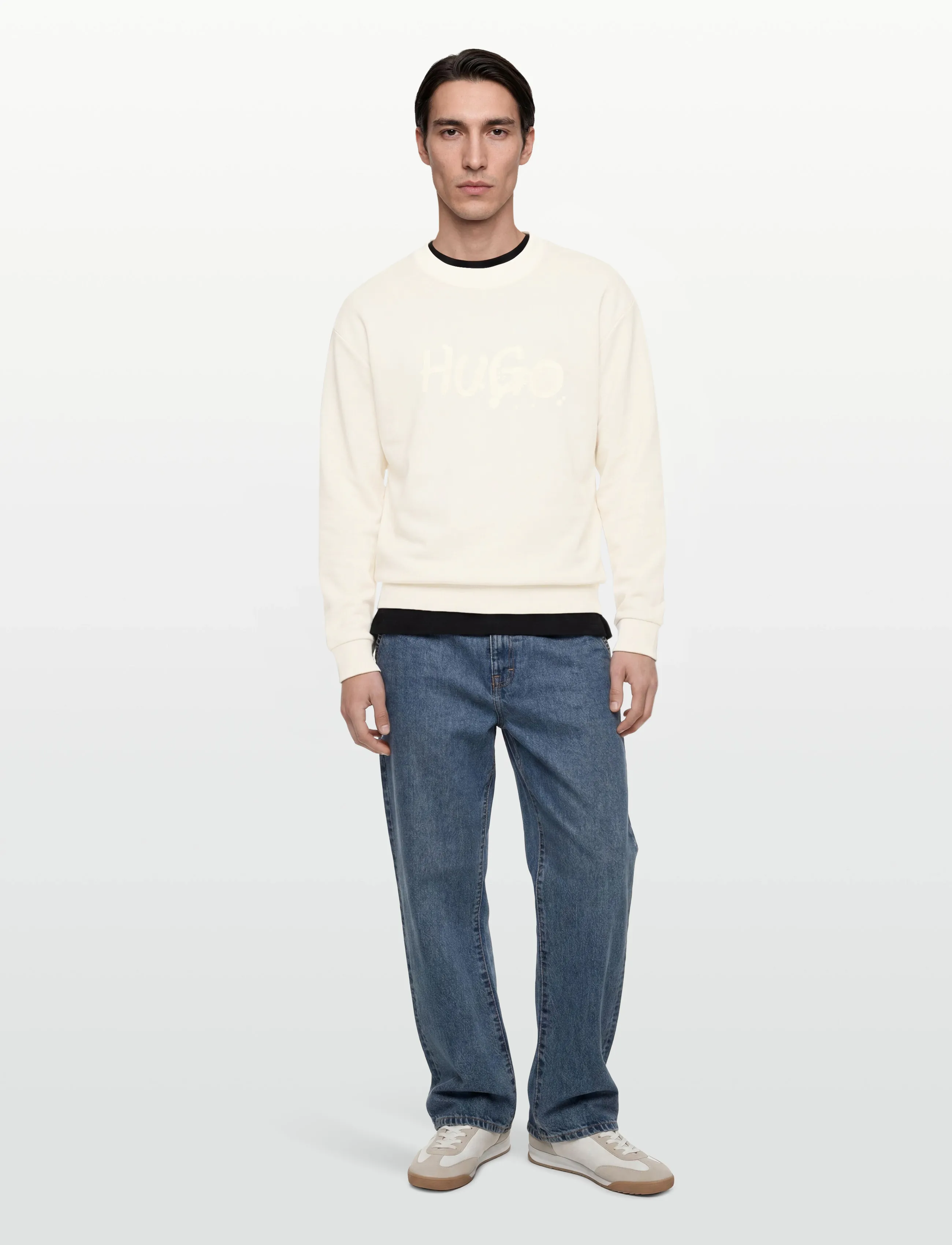 HUGO BLUE Nierofix_Crew - Truien en hoodies - OPEN WHITE / cream