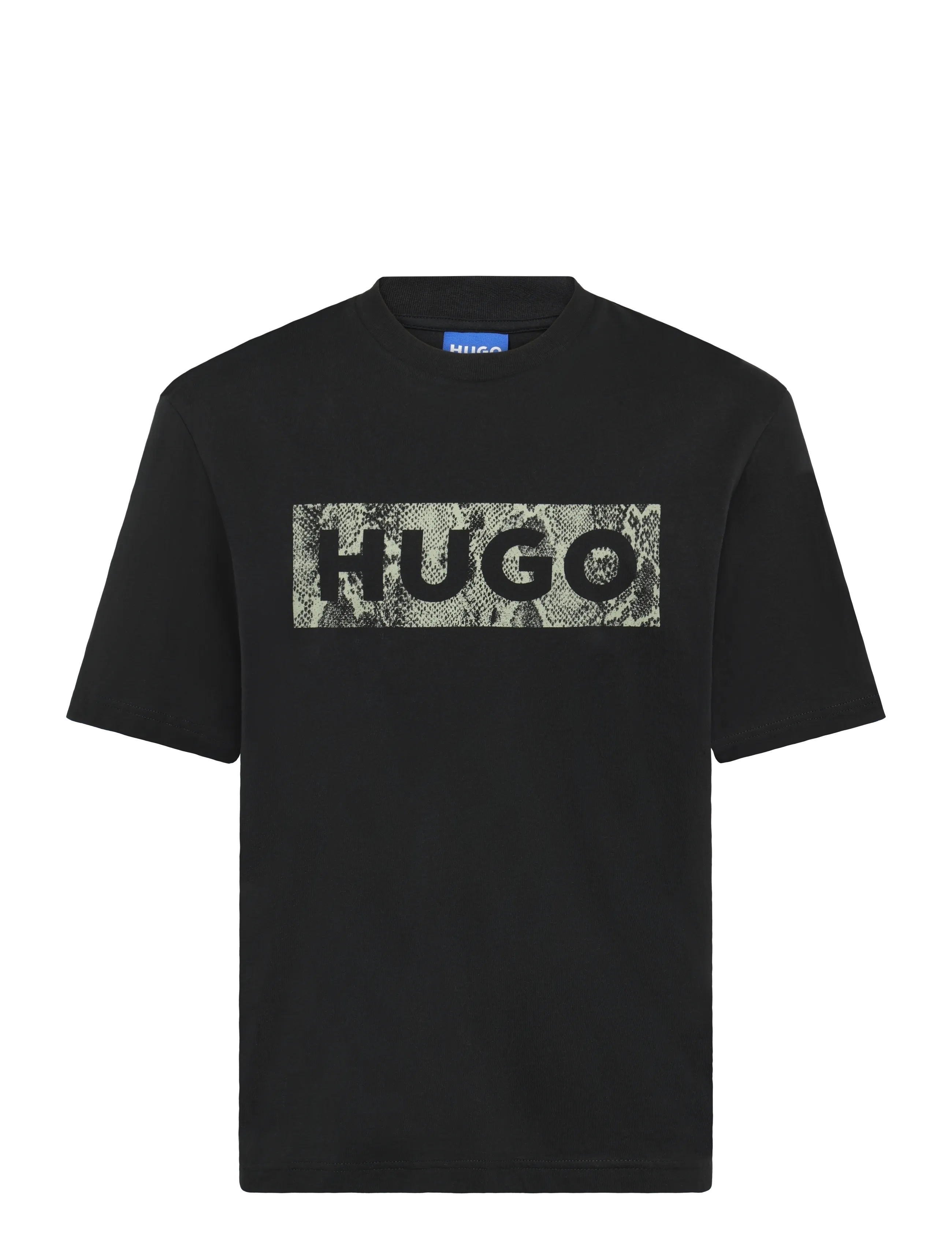 HUGO BLUE Nerpient, Mænd, Slangeskinds Logo T-Shirt, Sort, Str: M