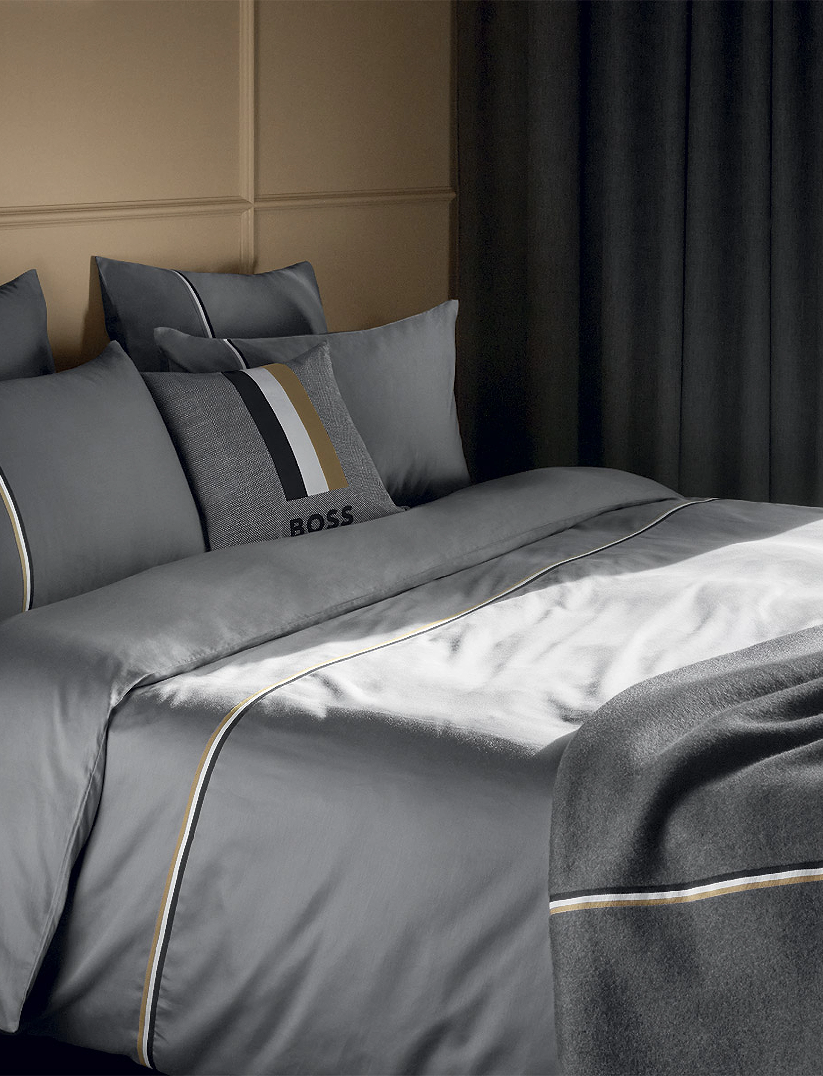 Boss Home Blinea Duvet Cover, 140X200 cm, Grey, Sengetekstiler > Dynebetræk, Unisex