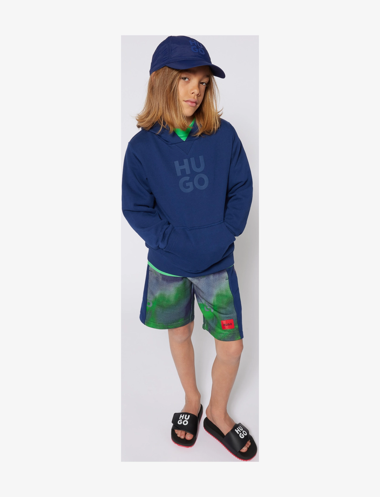 Hugo Kids - SHORT - navy  green - 3